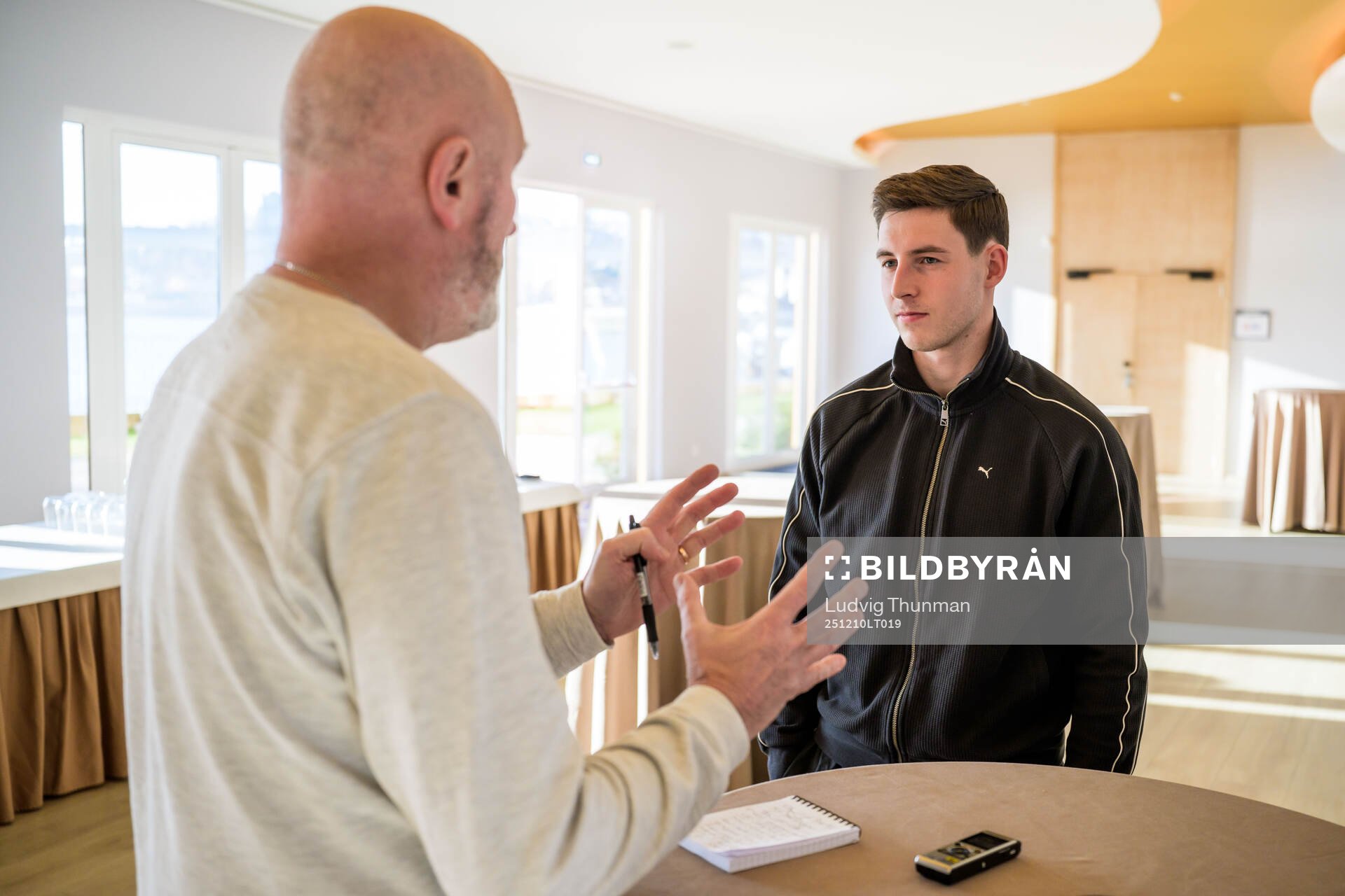 Lasse Berg Johnsen of Malmö FF is interviewed by the media