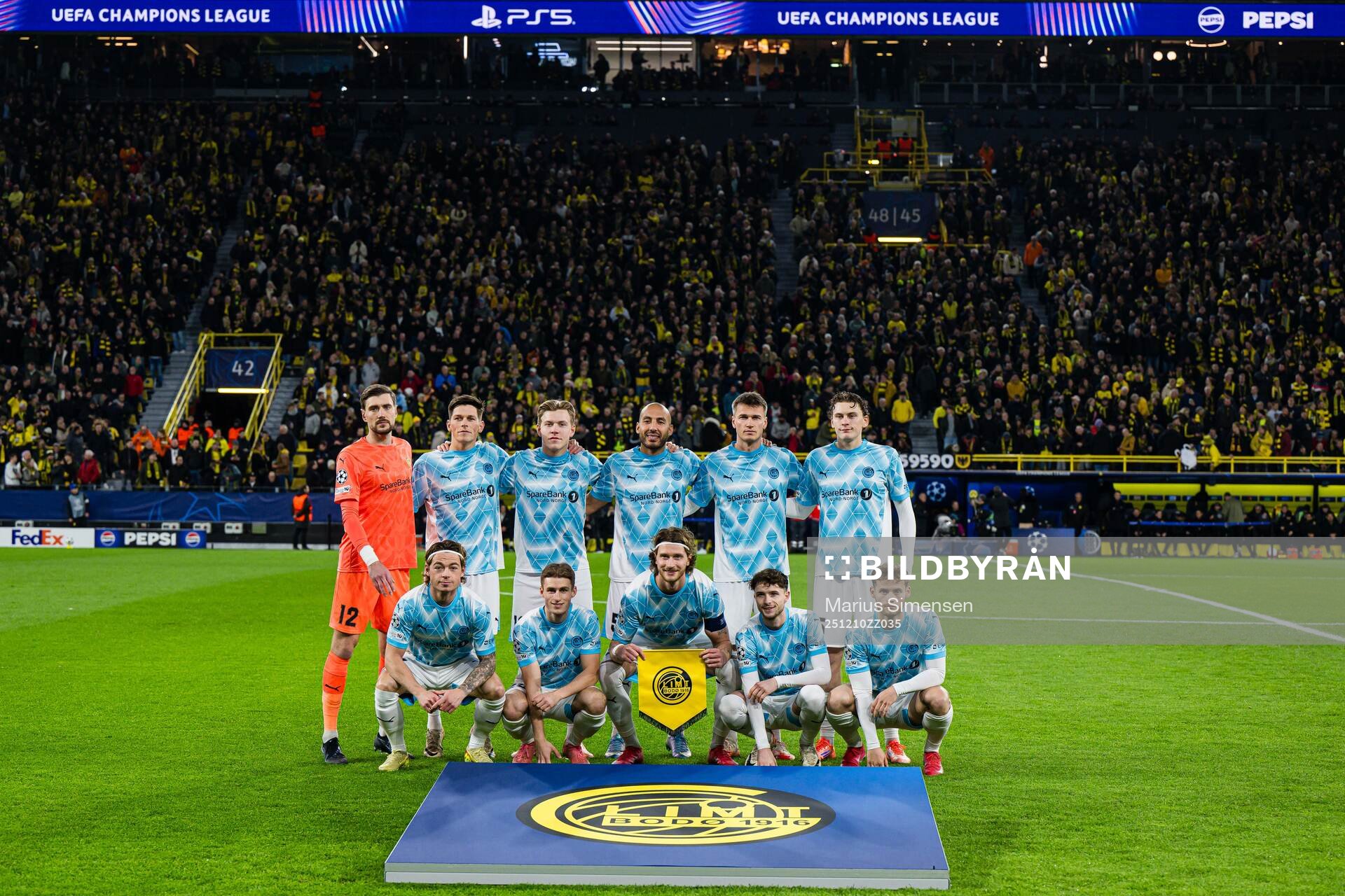The starting eleven of Bodø/Glimt, from the top left;