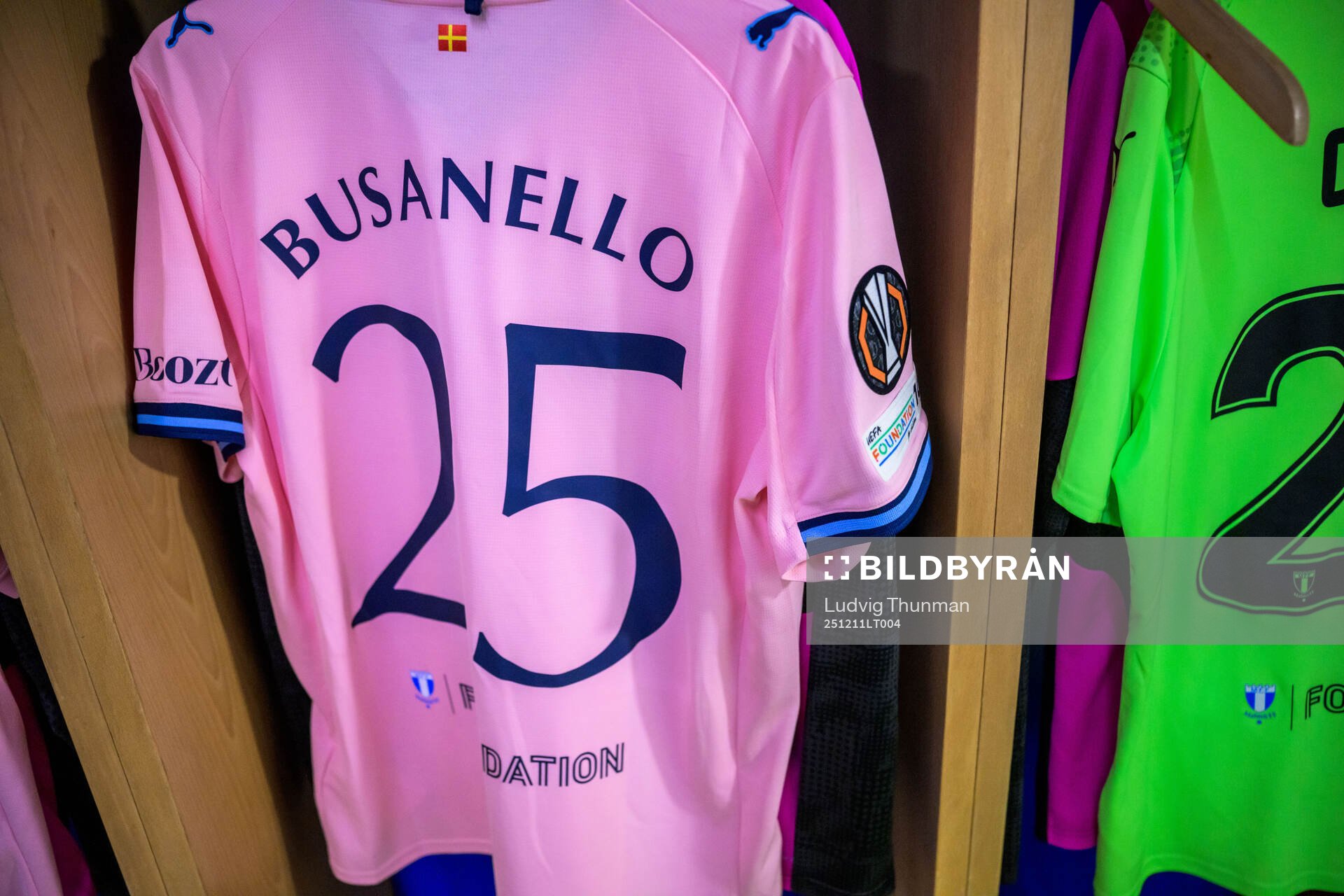 Gabriel Busanello of Malmö FFs Jersey in the looken room