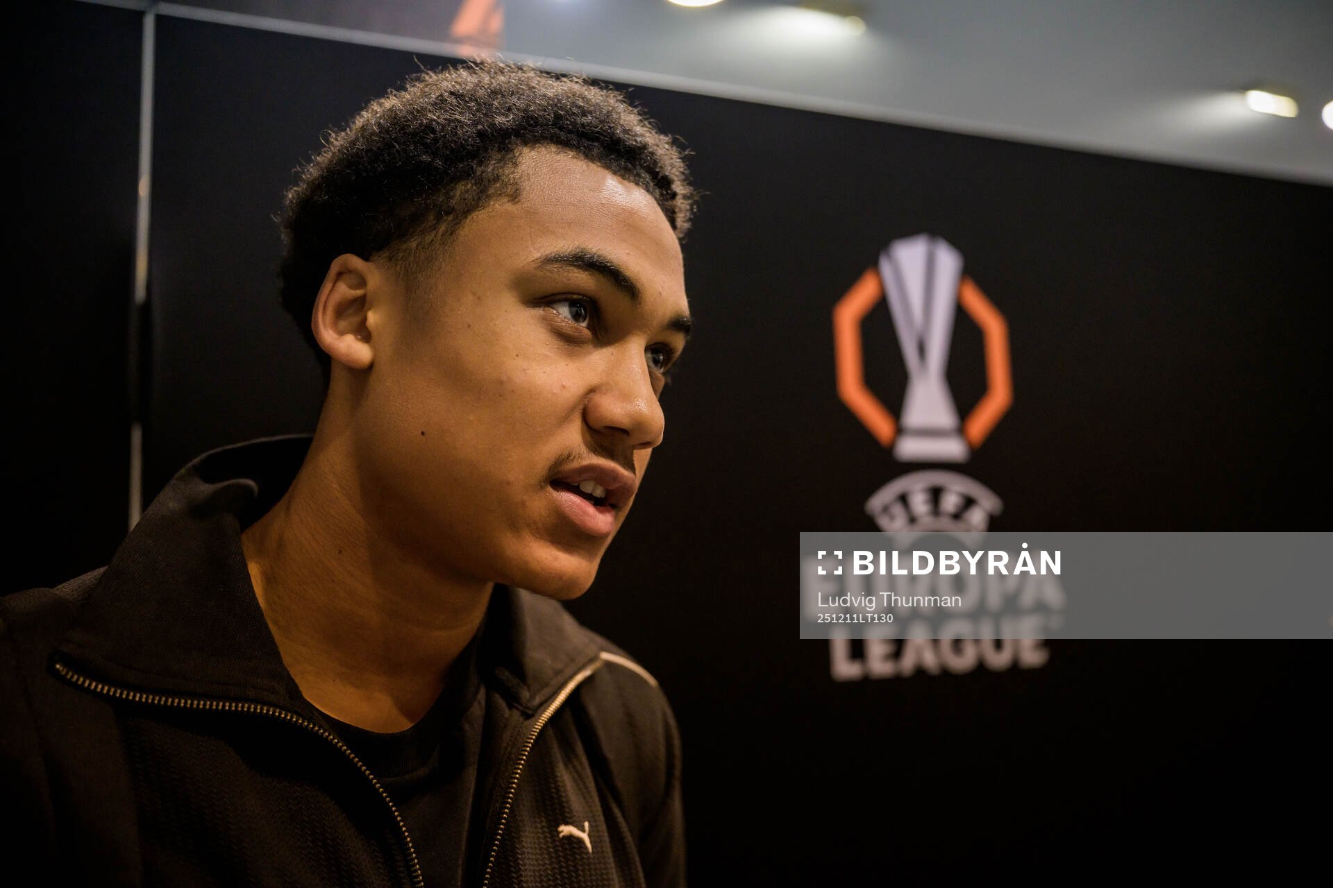 Theodor Lundbergh of Malmö FF is being interviewed by the