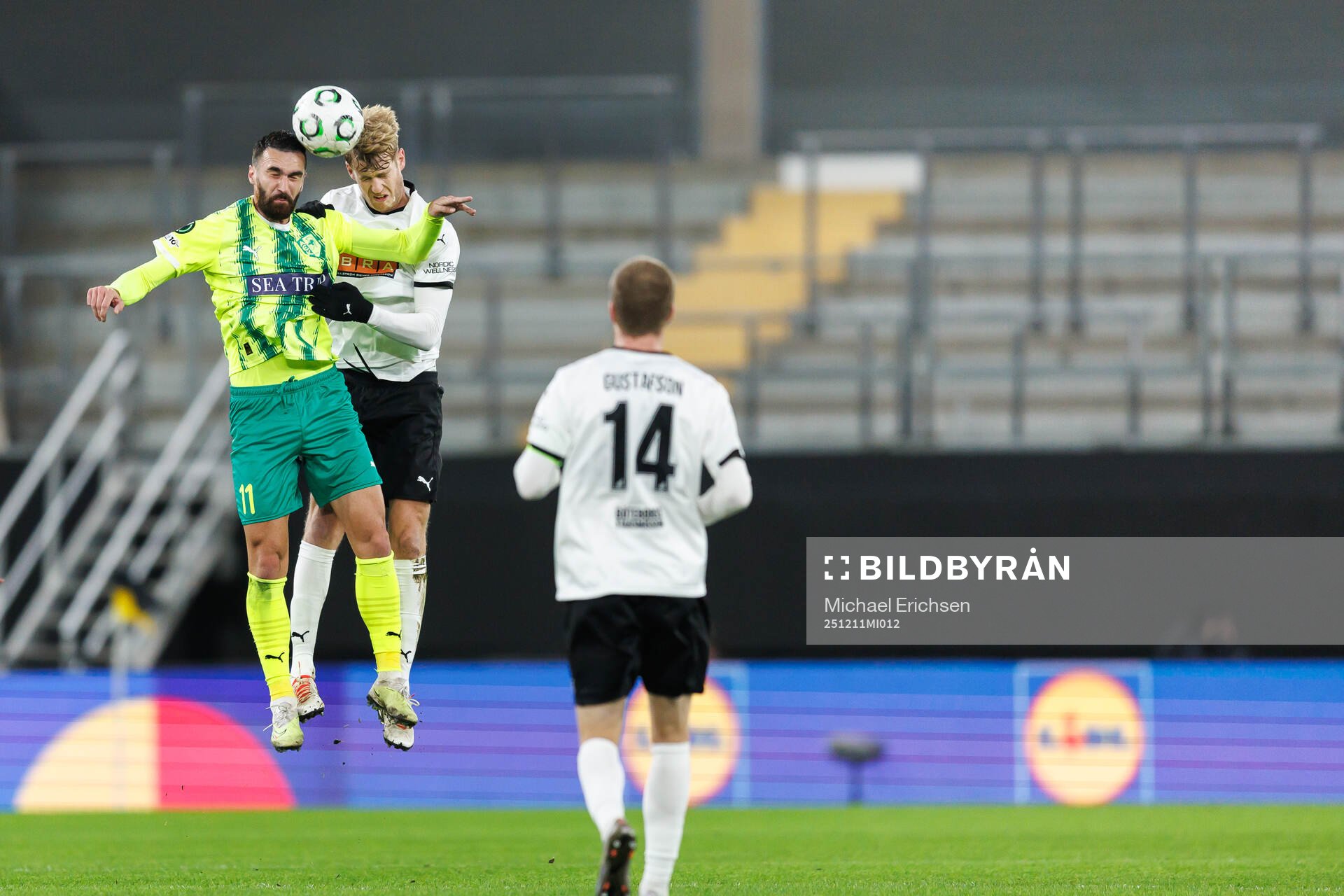 Riad Bajic of AEK Larnaca and Filip Helander of Häcken
