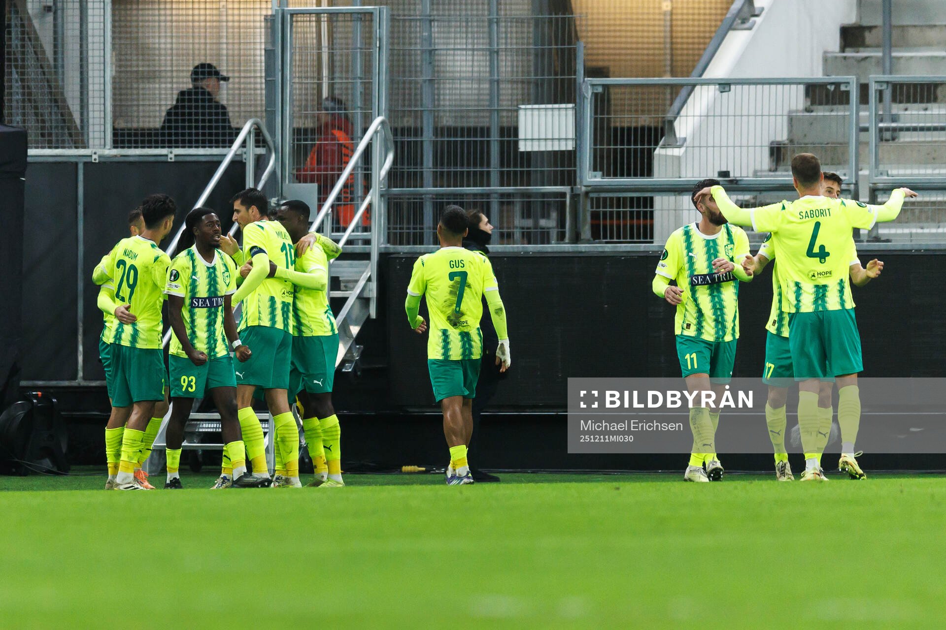Jorge Miramon of AEK Larnaca celebrate with teammates