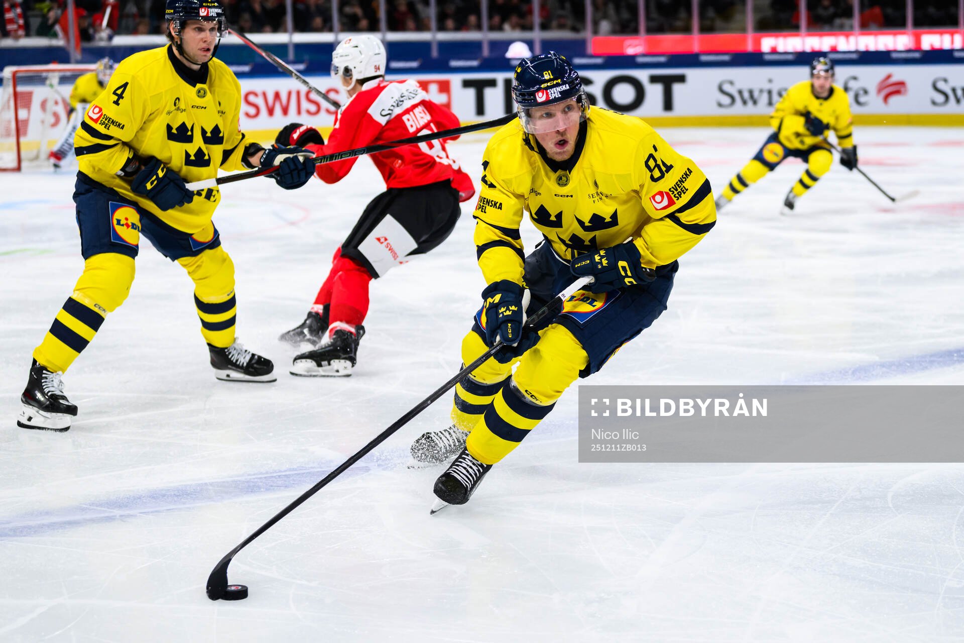 Marcus Sylvegård of Sweden in the ice hockey game between
