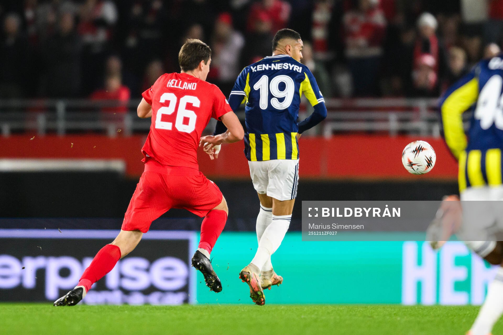 Eivind Helland of Brann and Youssef En-Nesyri of Fenerbahce