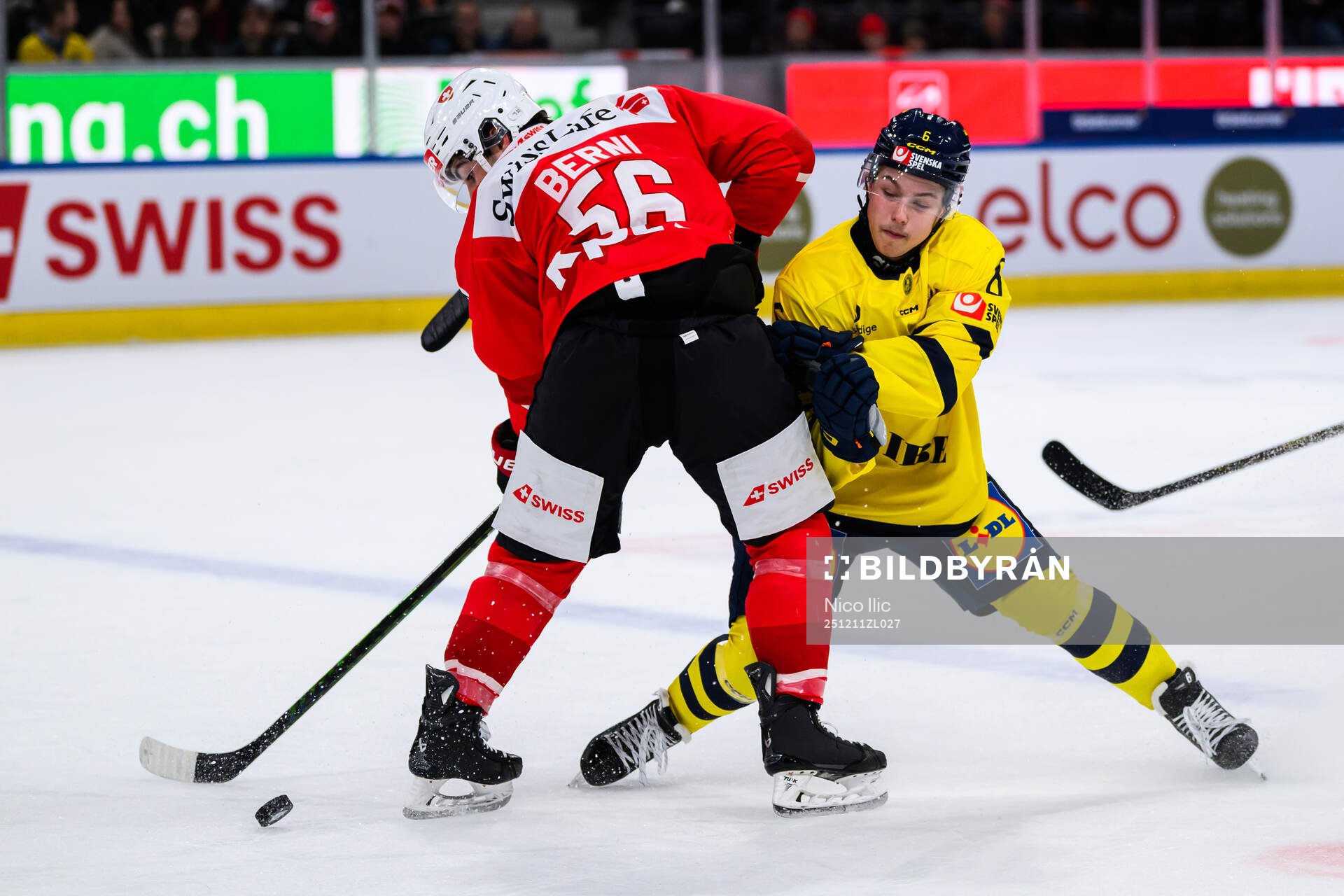Isac Hedqvist of Sweden and Tim Berni of Switzerland in the