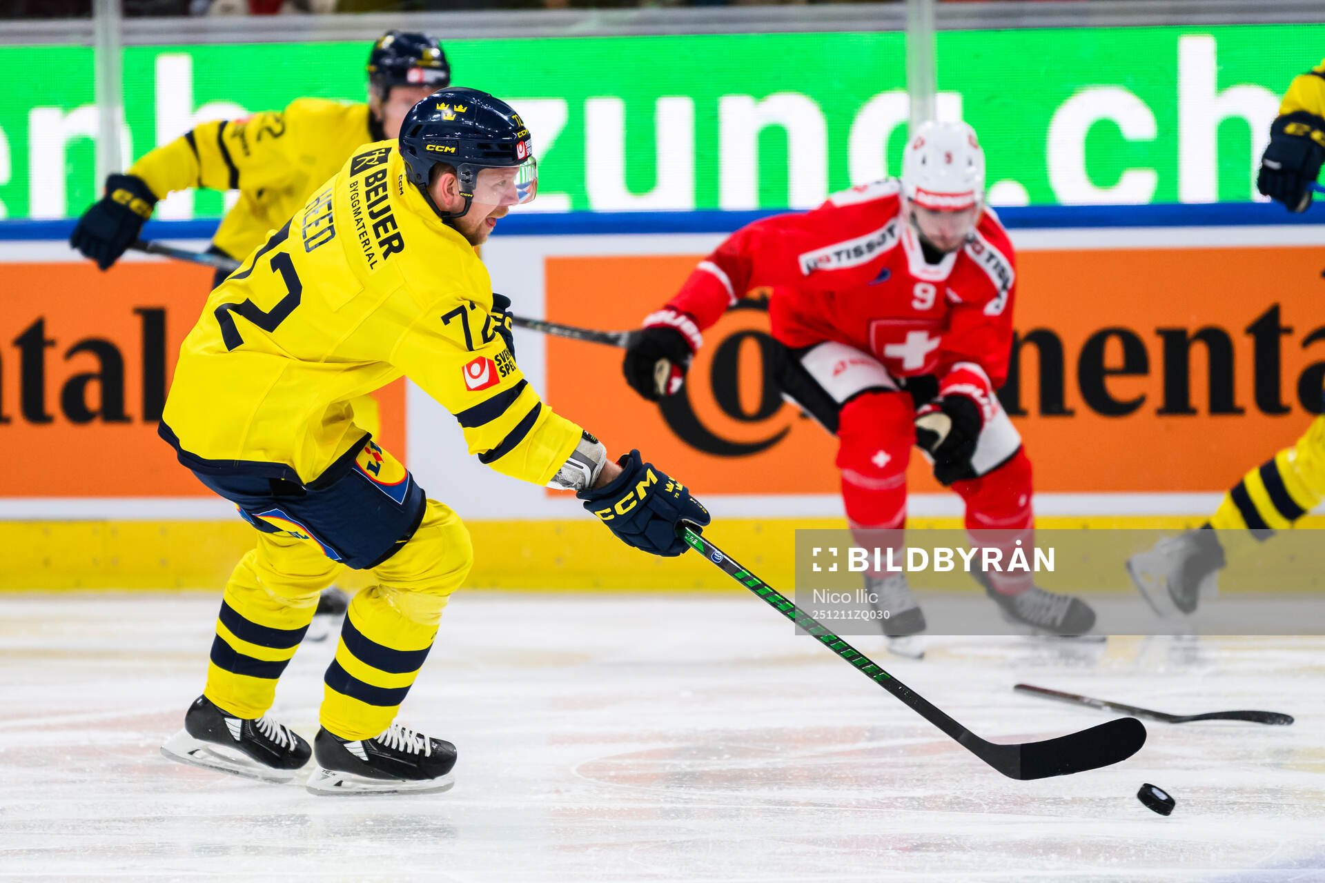 Tim Heed of Sweden in the ice hockey game between Sweden