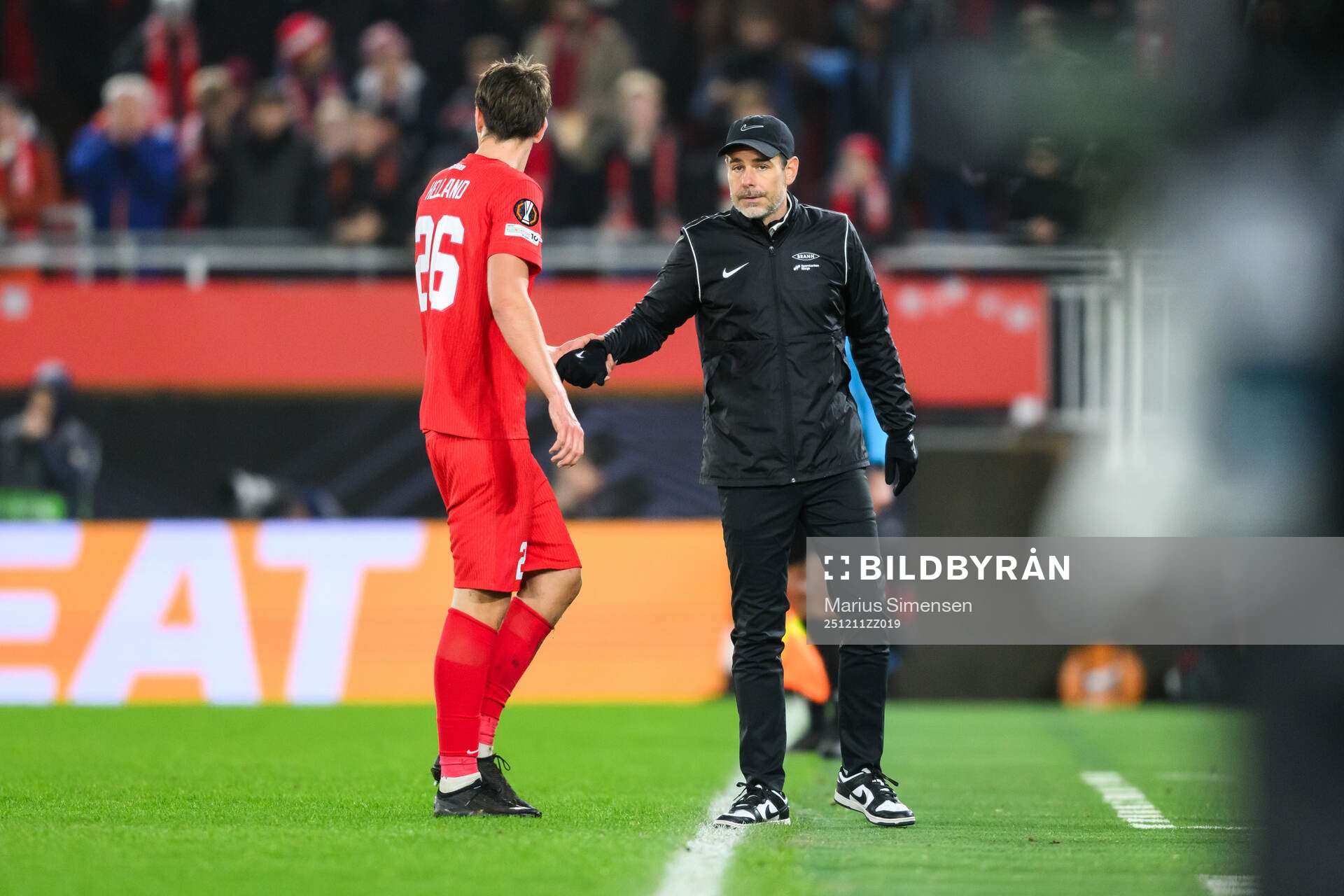 Eivind Helland of Brann leaves the pitch