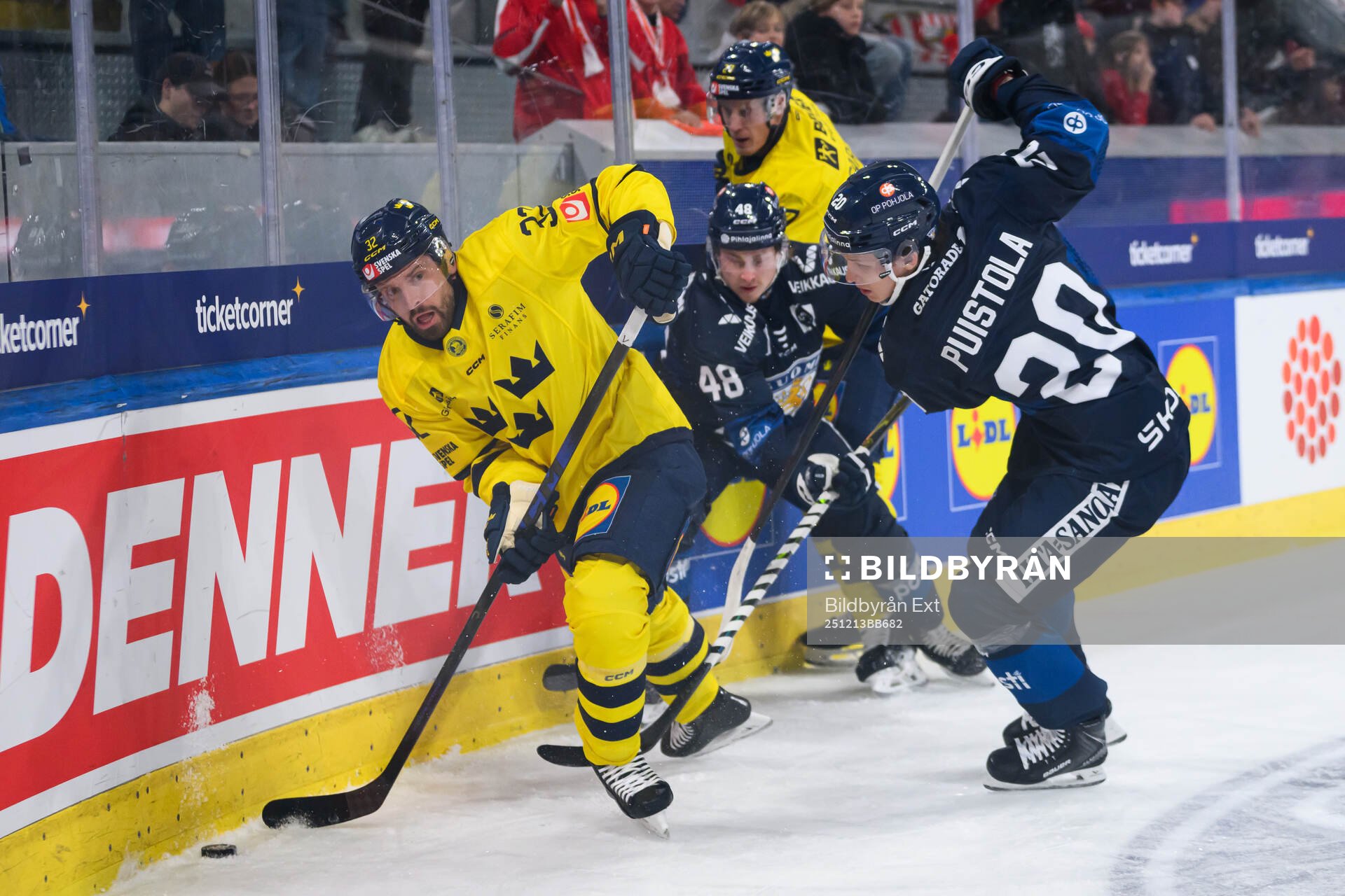 Lukas Bengtsson of Sweden in the ice hockey game between