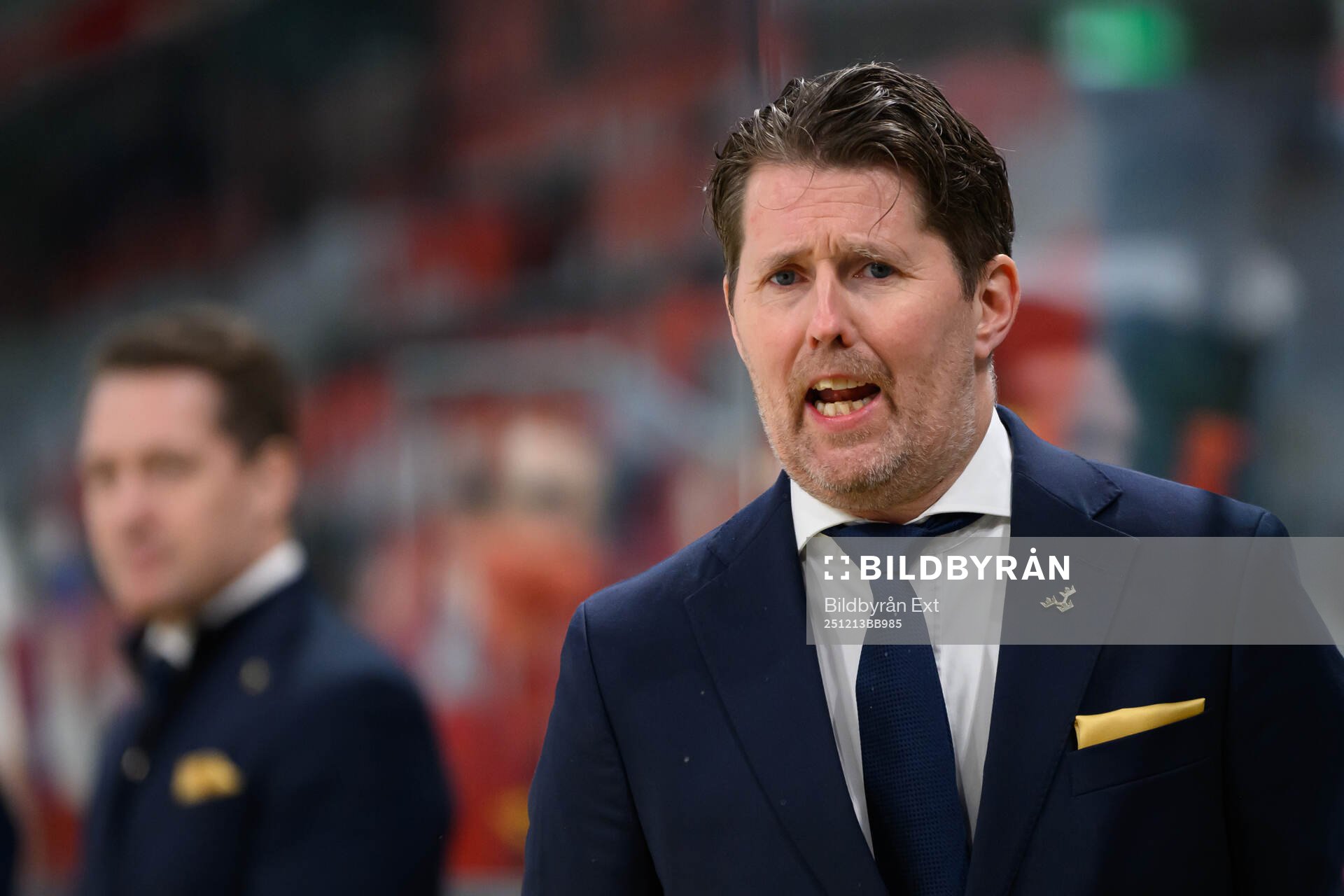 Assistant coach Stefan Klockare of Sweden in the ice hockey