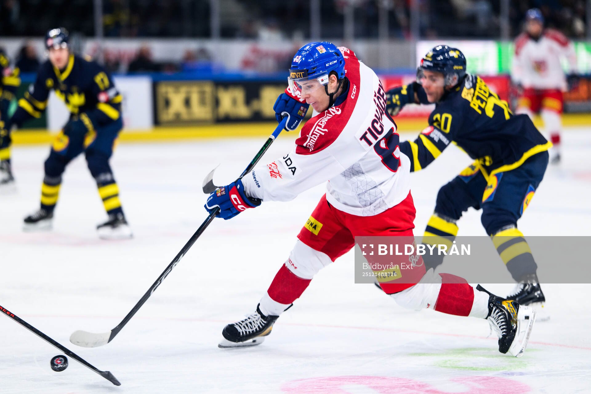 Jirí Tichacek of Czech Republic in the ice hockey game