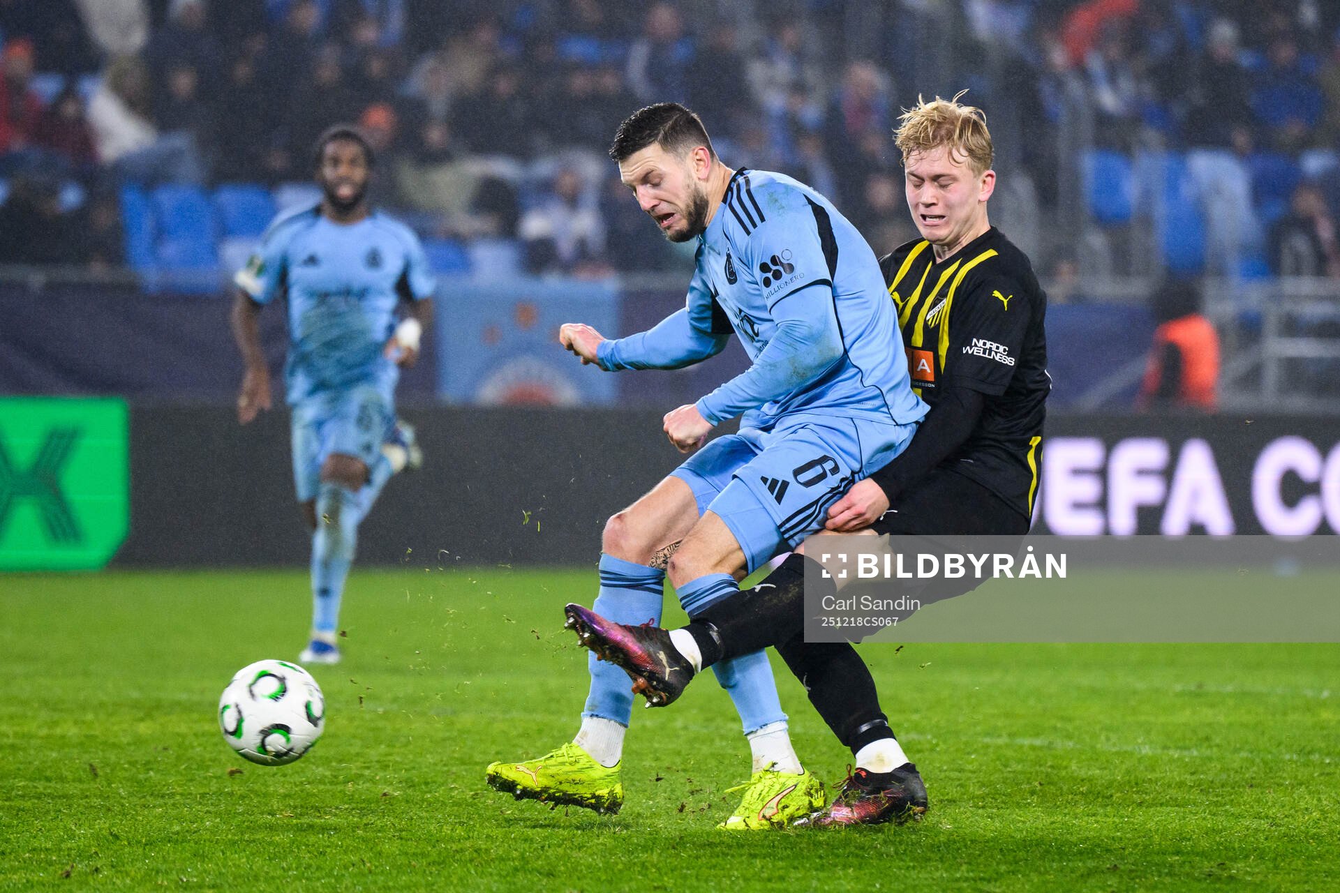 Kevin Wimmer of Slovan Bratislava and Isak Brusberg of