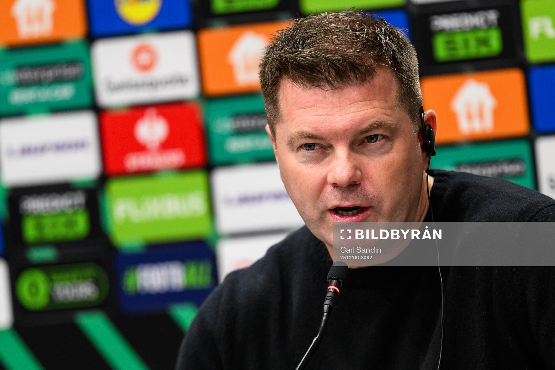 coach Jens Gustafsson of Häcken at a press conference