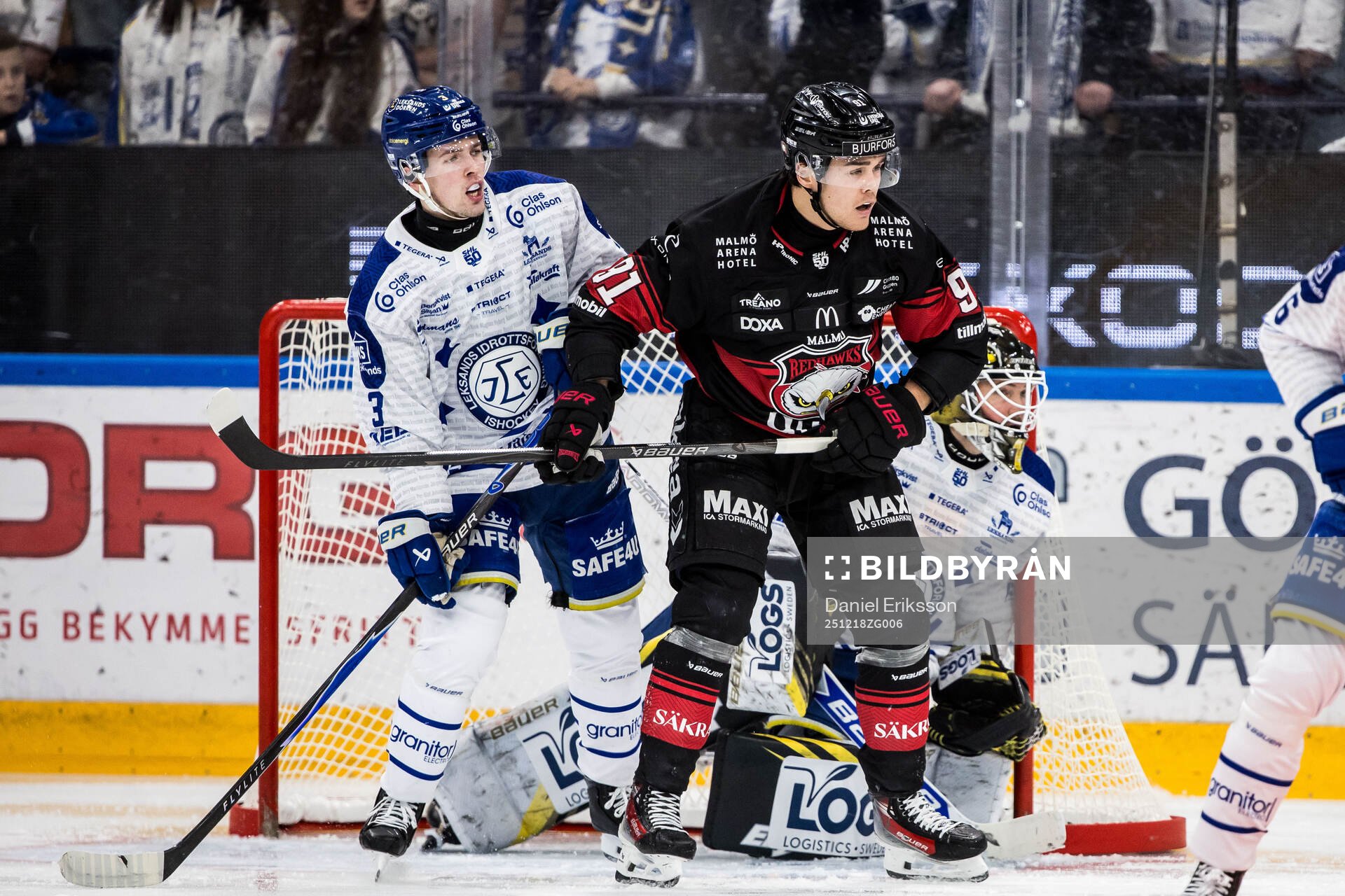 Leksands Fred Nilsson och Malmö Redhawks Axel Sundberg och