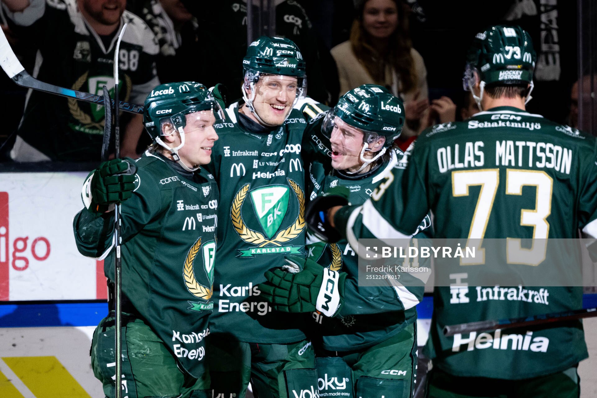 Färjestads Oskar Steen, Gabriel Carlsson och Joakim