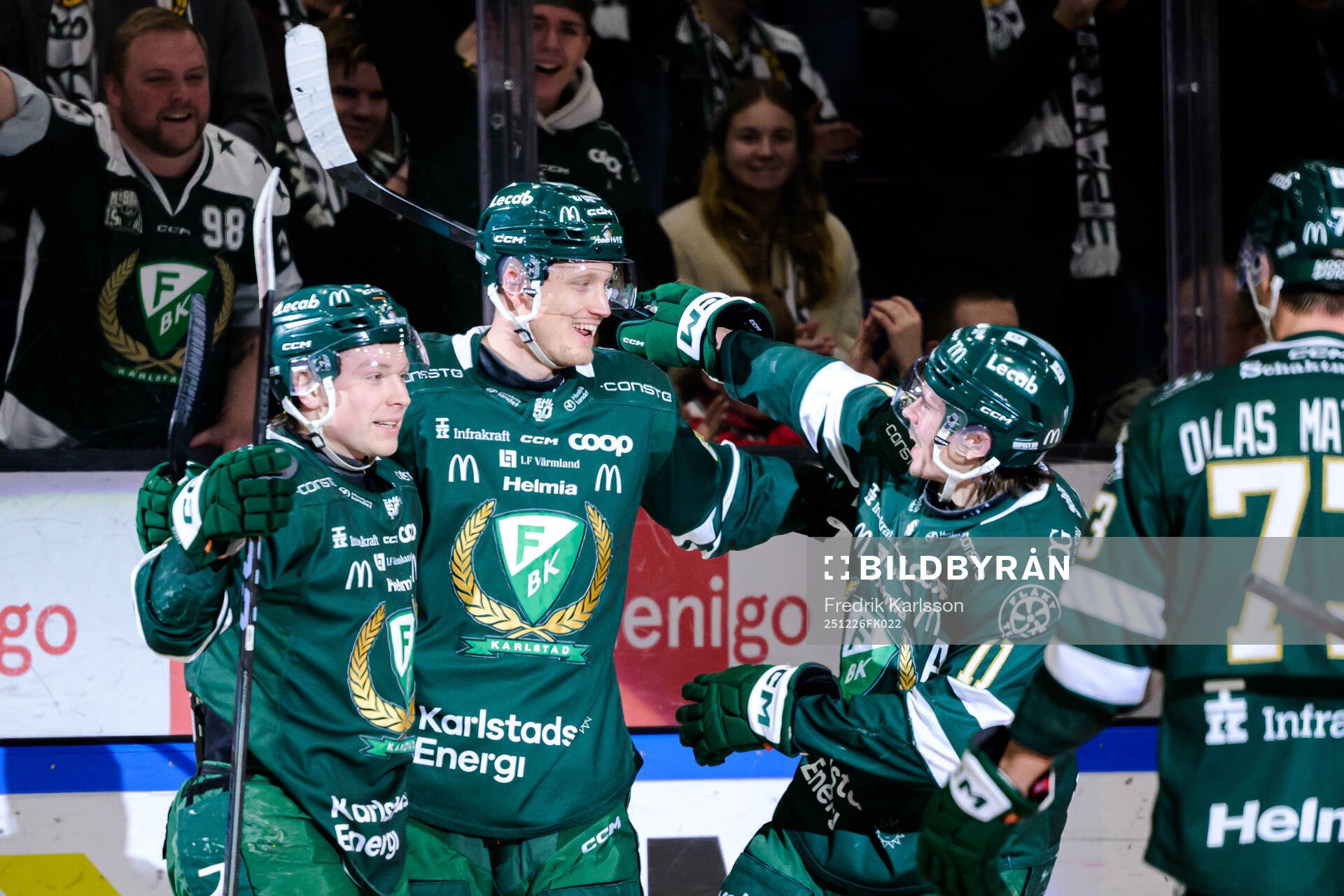 Färjestads Oskar Steen, Gabriel Carlsson och Joakim