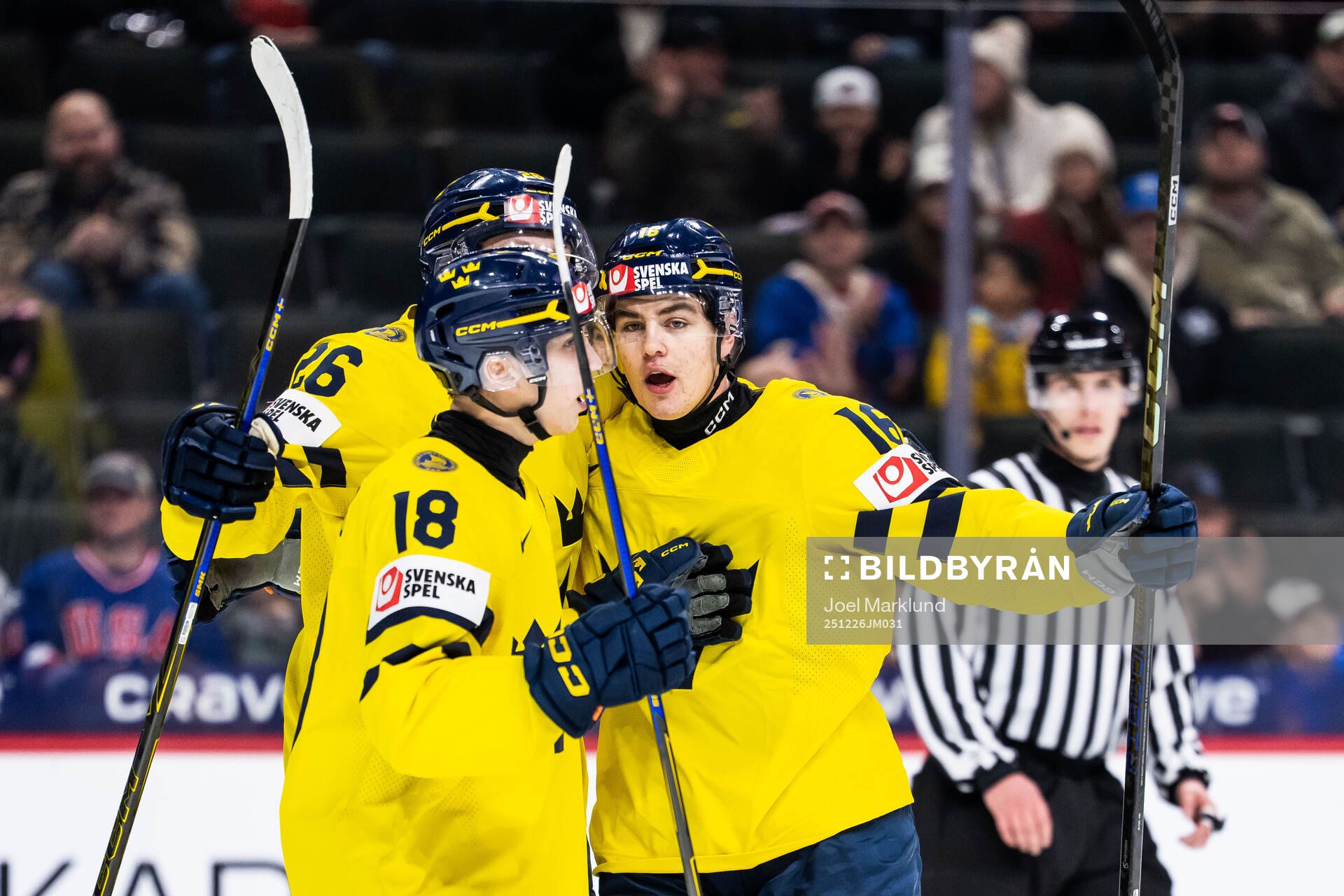 Jack Berglund, Victor Eklund and Anton Frondell of Sweden
