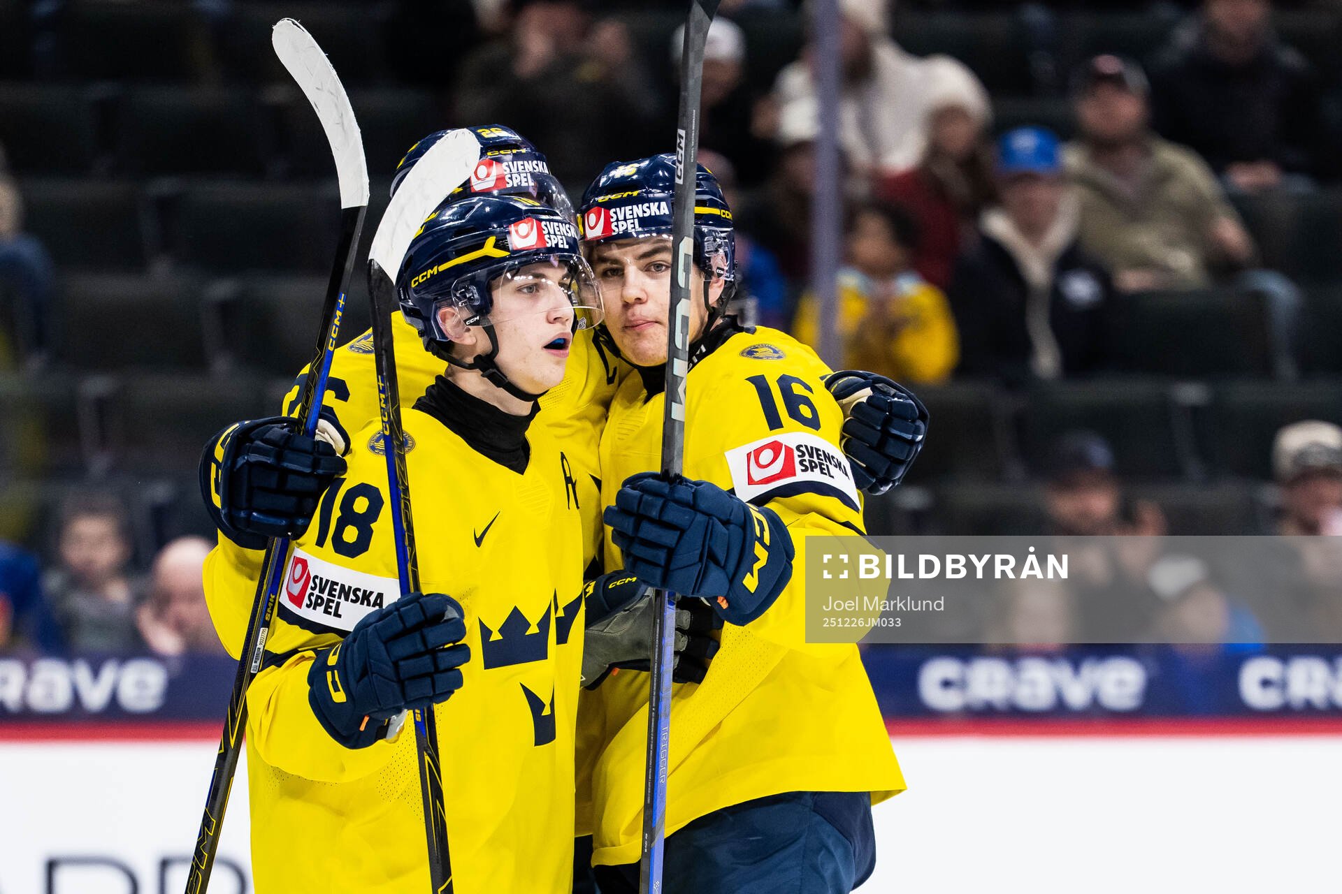 Jack Berglund, Victor Eklund and Anton Frondell of Sweden