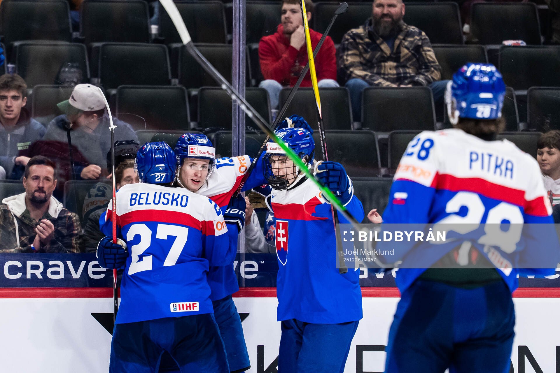 Tobias Tomik of Slovakia celebrates with team mates