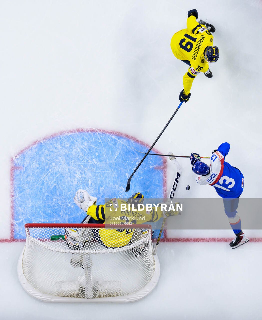 Goaltender Love Härenstam and William Håkansson of Sweden