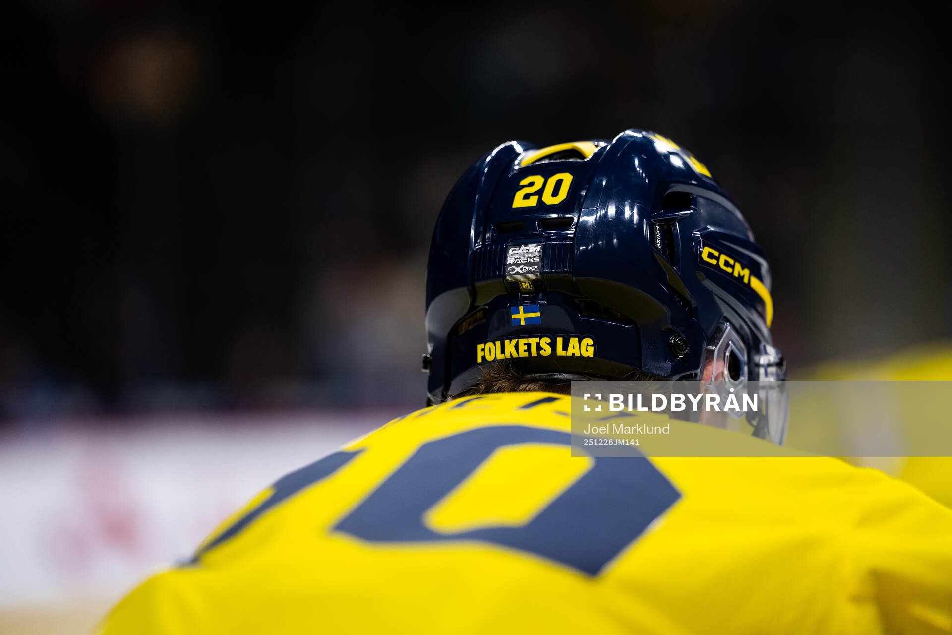 The back of the helmet of Alfons Freij of Sweden