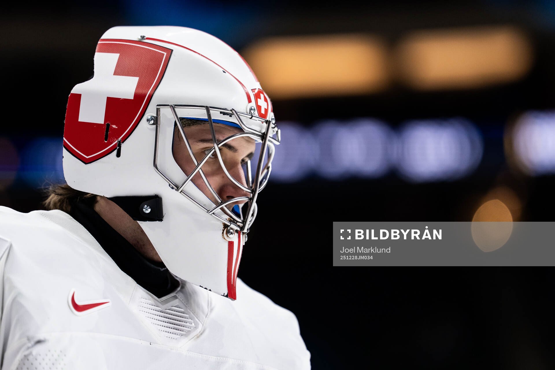 Goaltender Elijah Neuenschwander of Switzerland