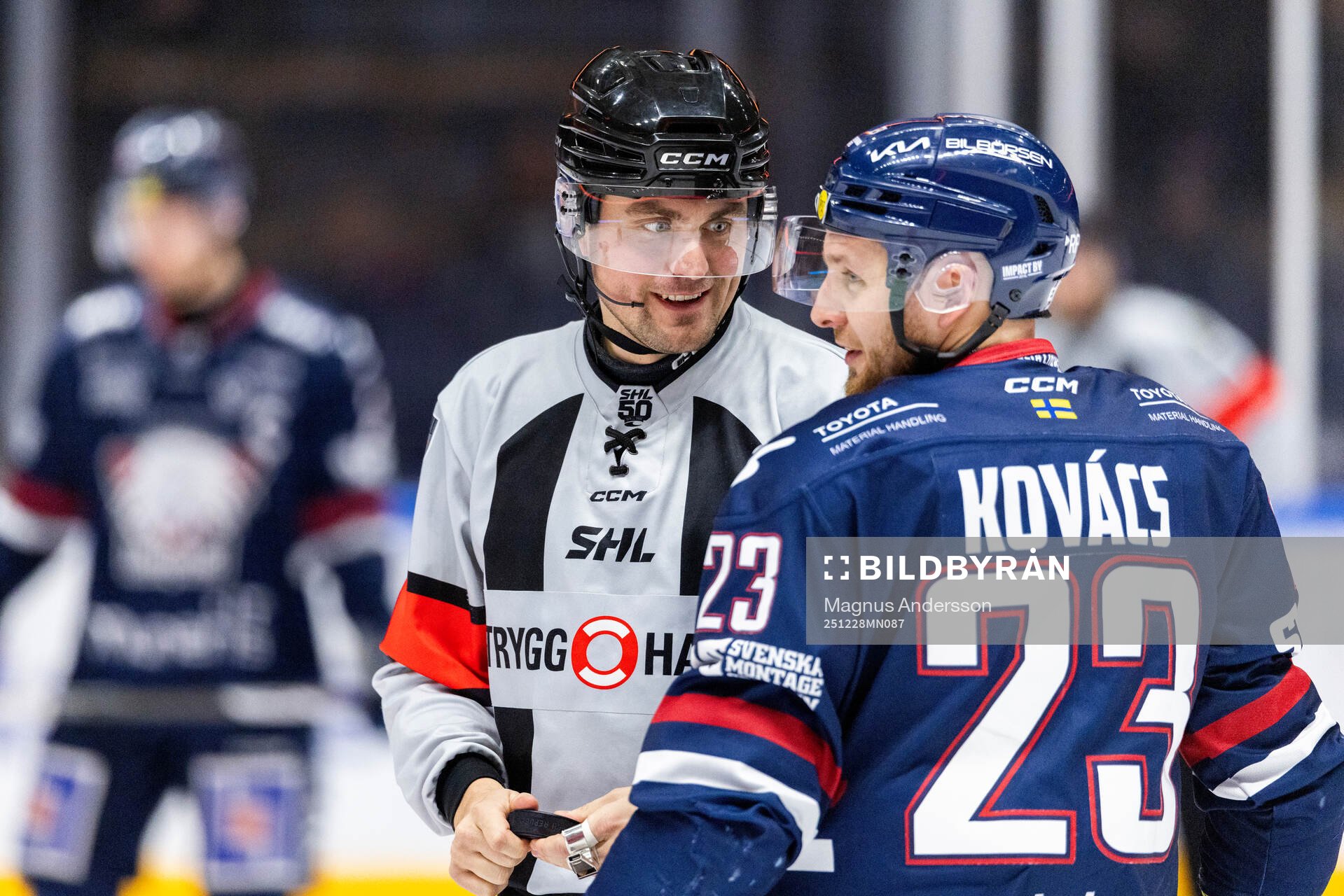 Domare David Laksola och Linköpings Robin Kovacs