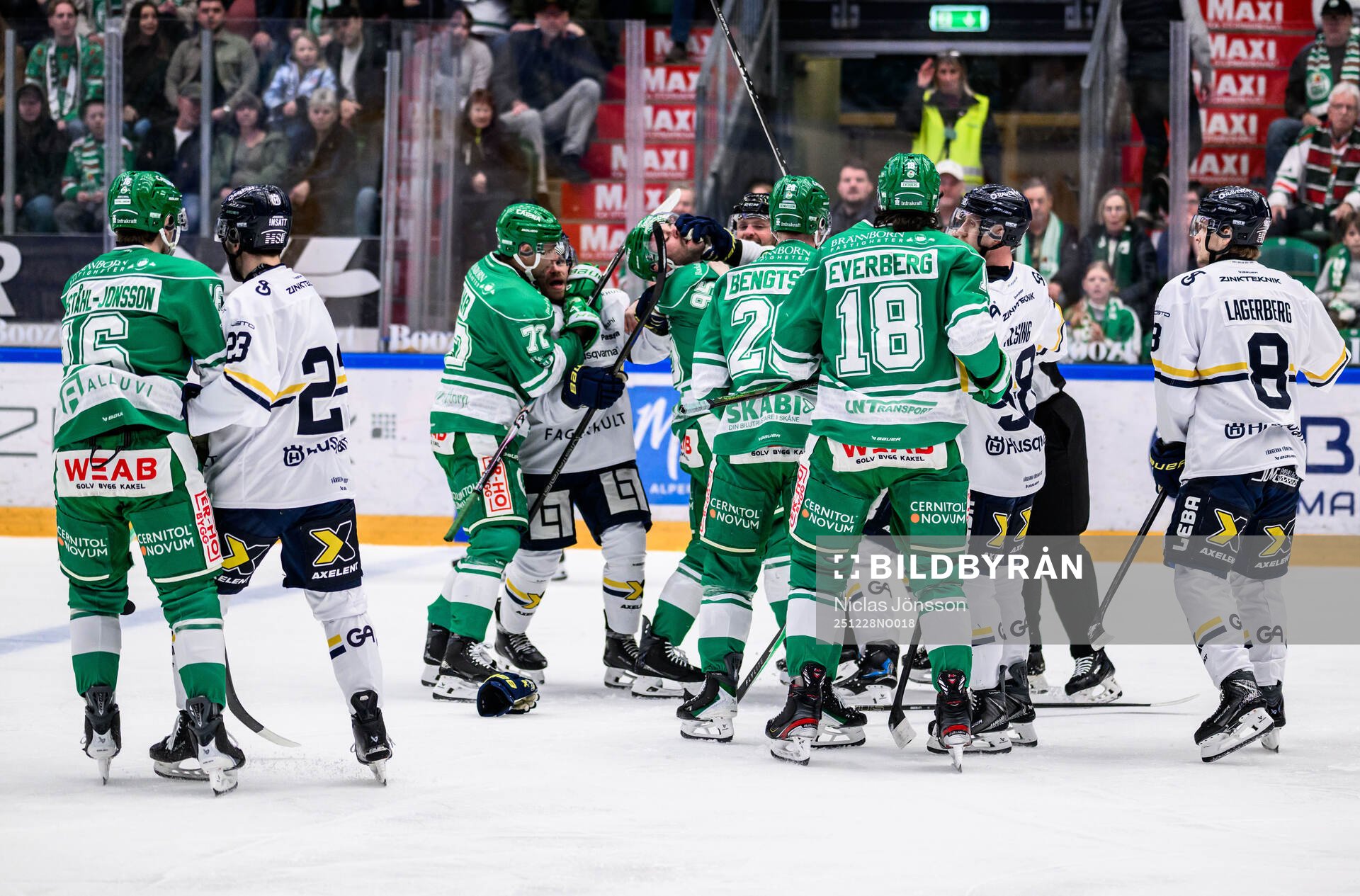 Bråk mellan Rögle och HV71 spelarna