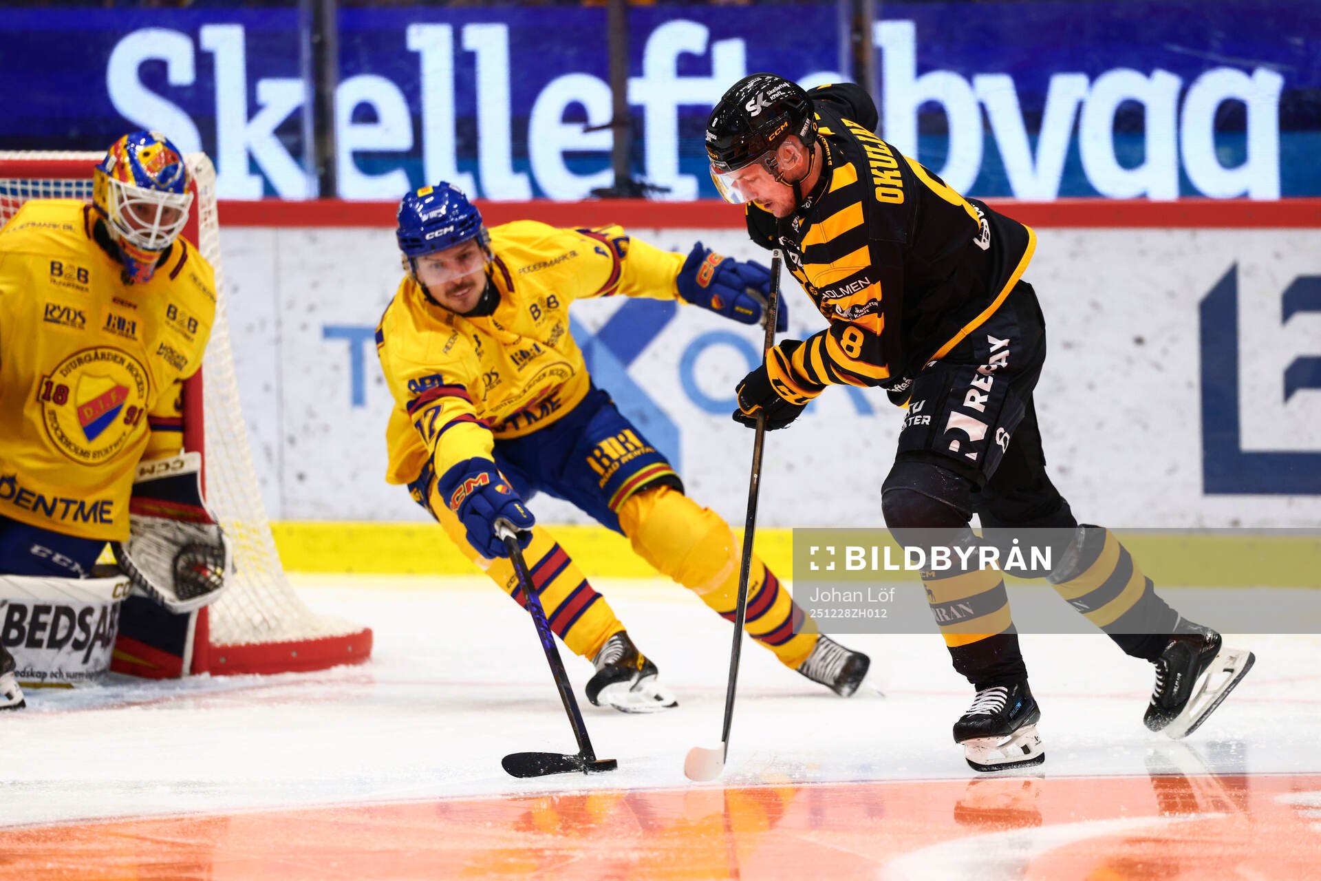 Djurgårdens Valtteri Pulli och Skellefteås Oliver Okuliar