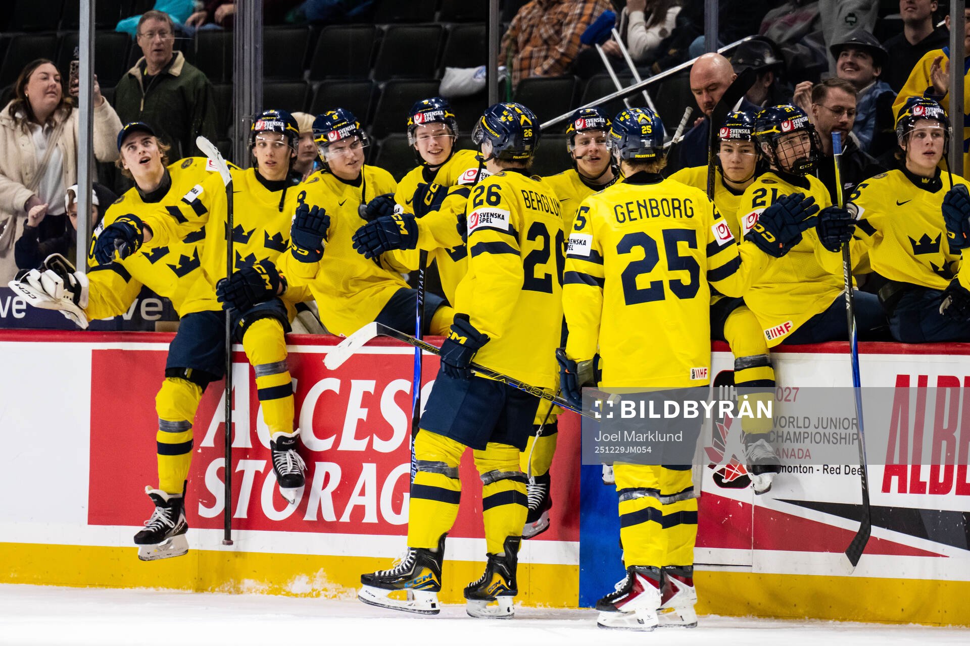 Jack Berglund and Eddie Genborg of Sweden celebrate with