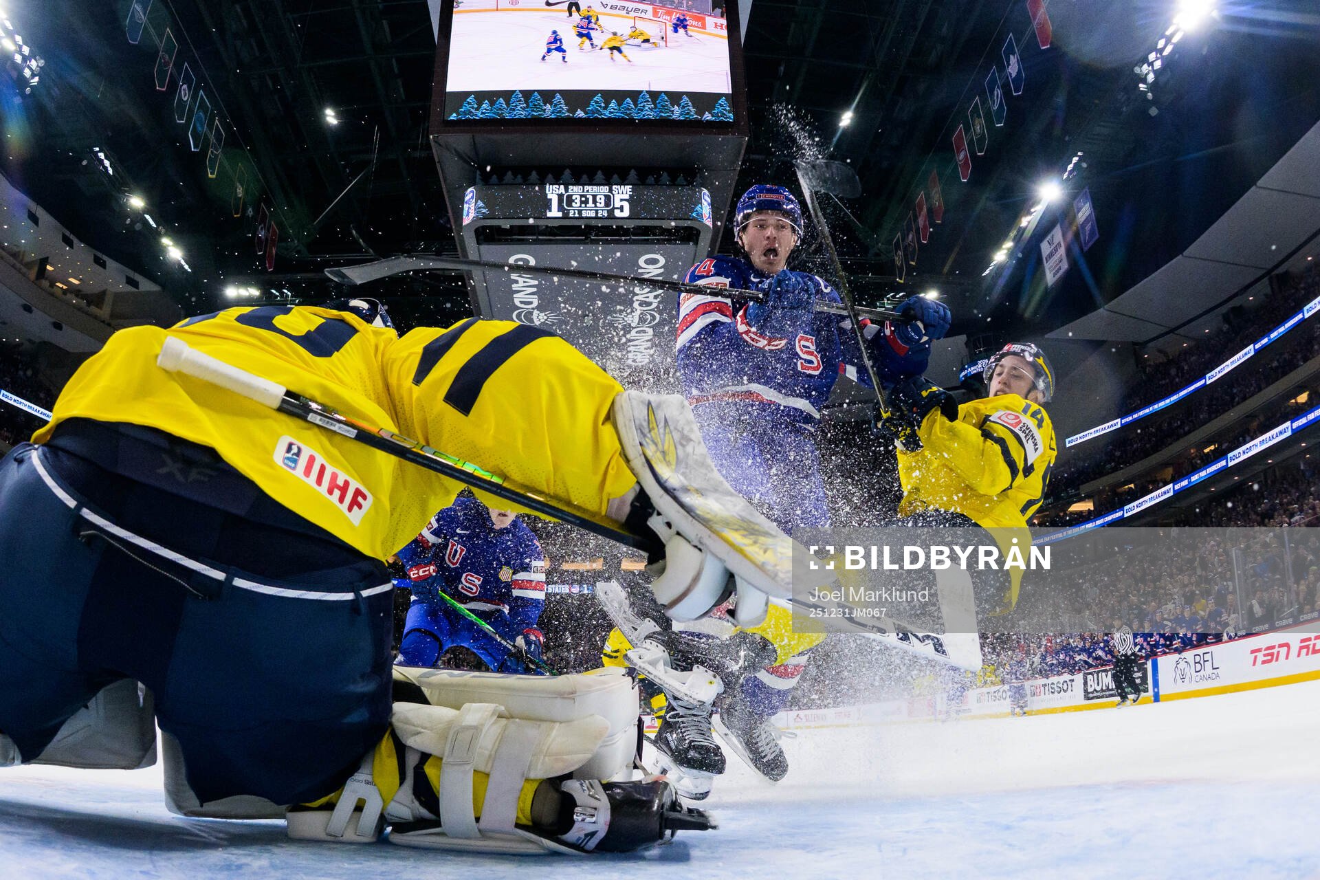 Brodie Ziemer of USA tackles Linus Eriksson of Sweden