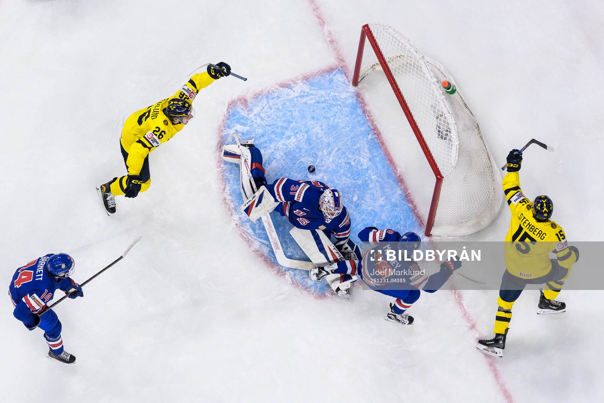 Jack Berglund and Ivar Stenberg of Sweden celebrate the 3-6