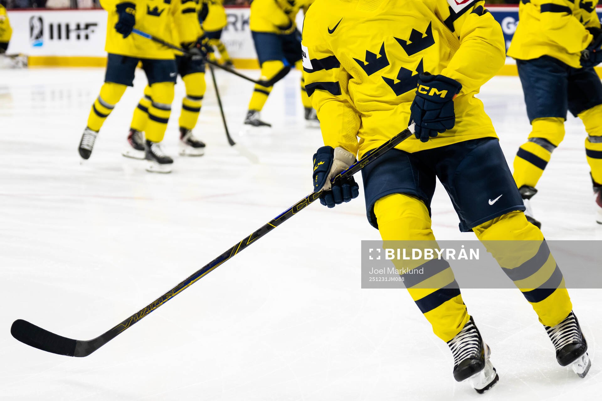 The stick of Viggo Björck of Sweden at warm-up
