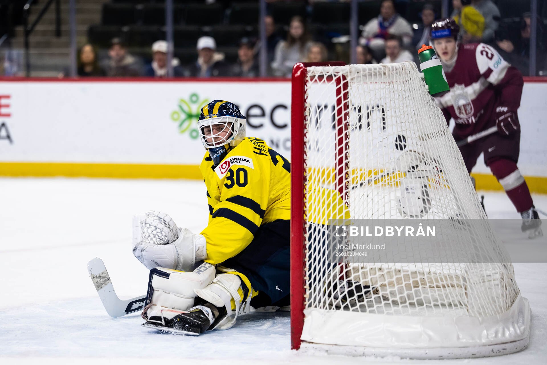 Goaltender Love Härenstam of Sweden concedes 6-3 scored by