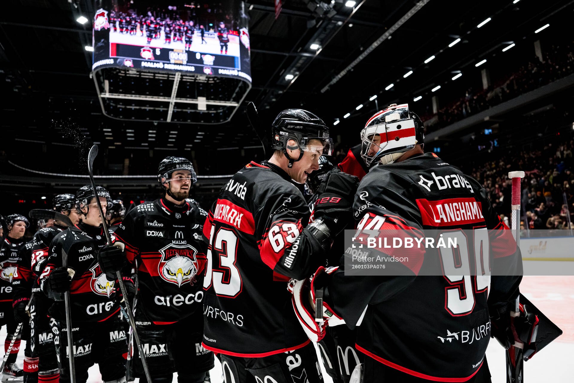 Malmö Redhawks Fredrik Händemark och målvakt Marek