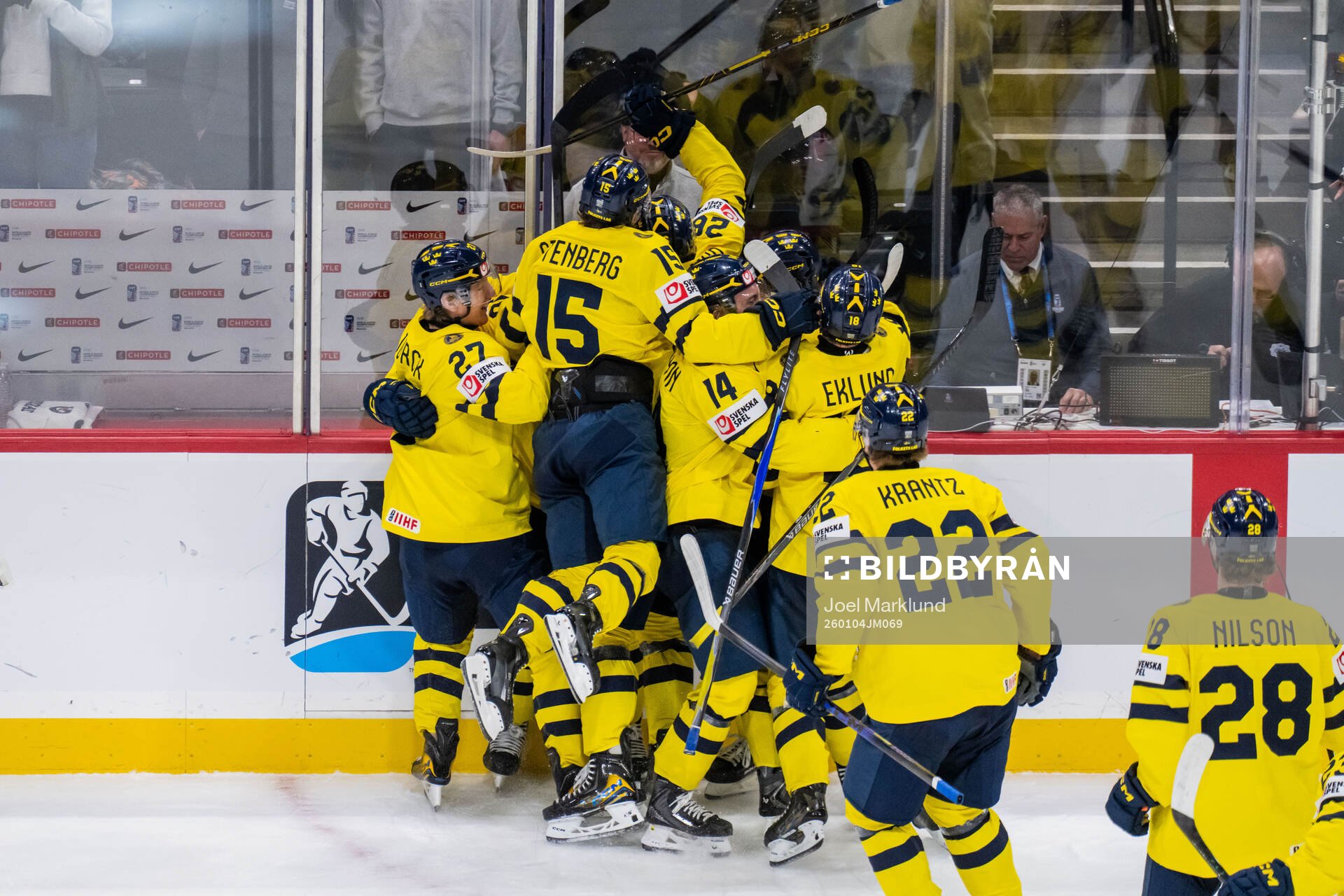 Anton Frondell of Sweden celebrate with teammates