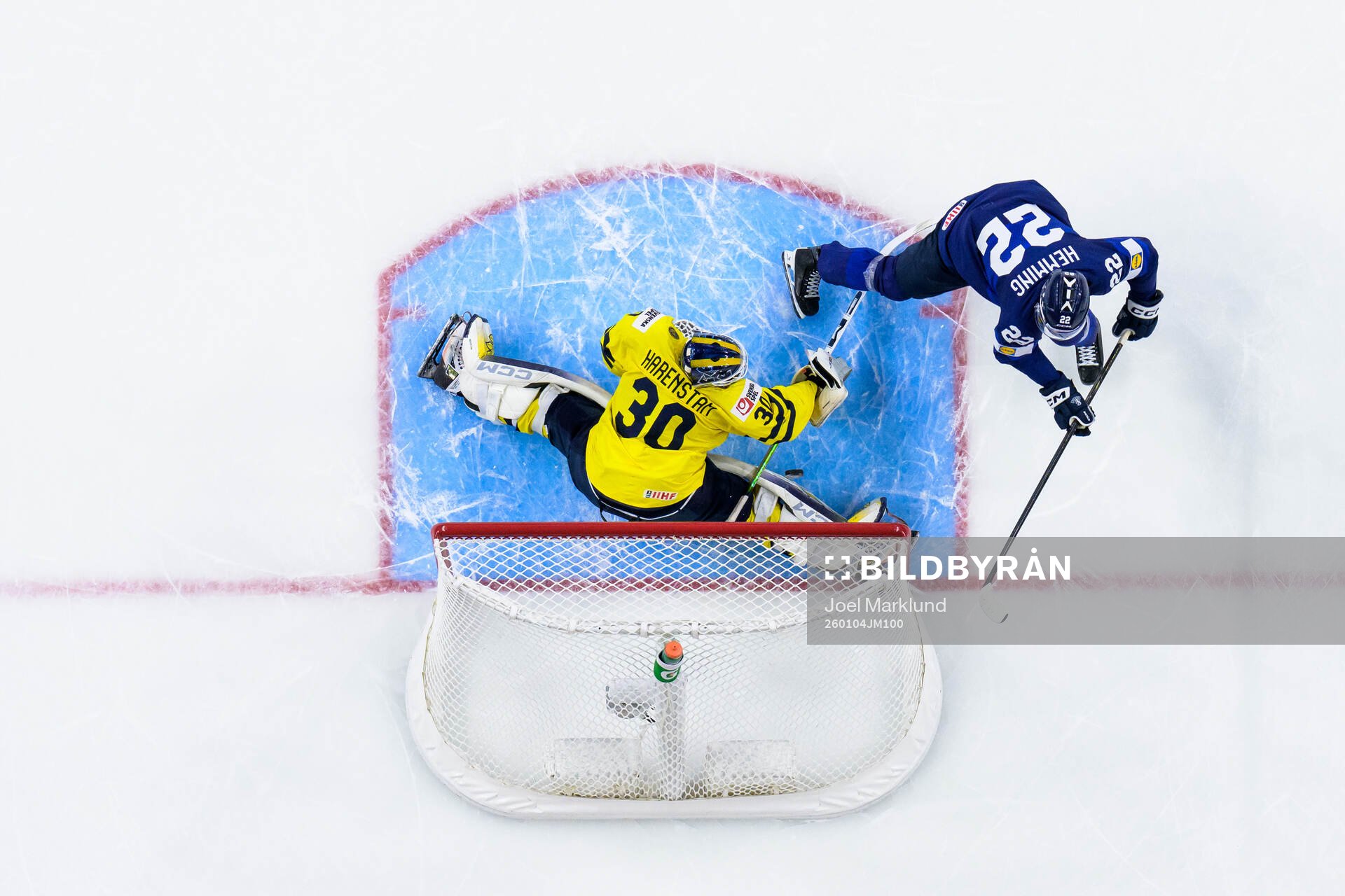 Goaltender Love Härenstam of Sweden makes a save