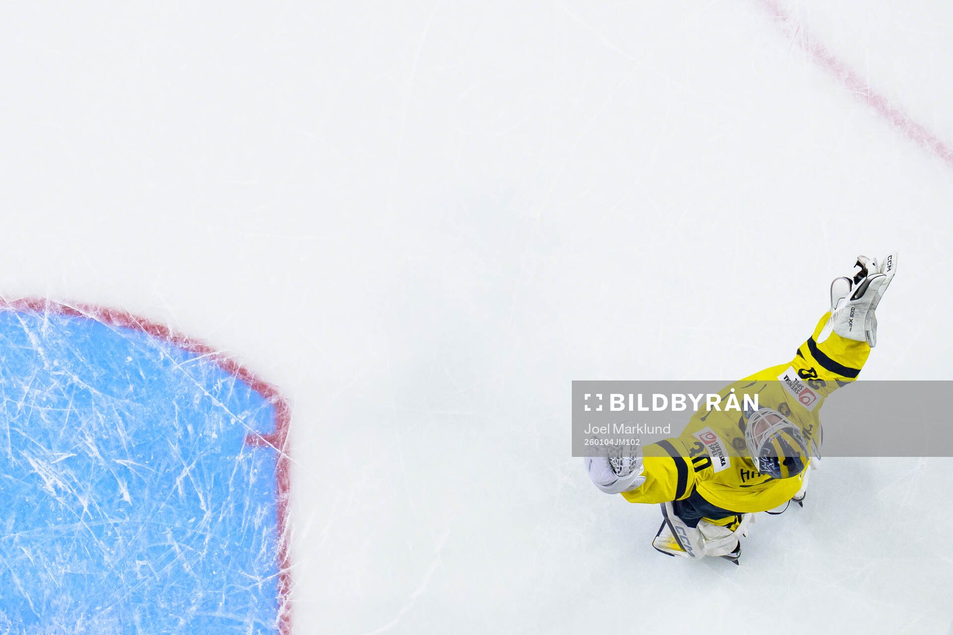 Goaltender Love Härenstam of Sweden celebrates