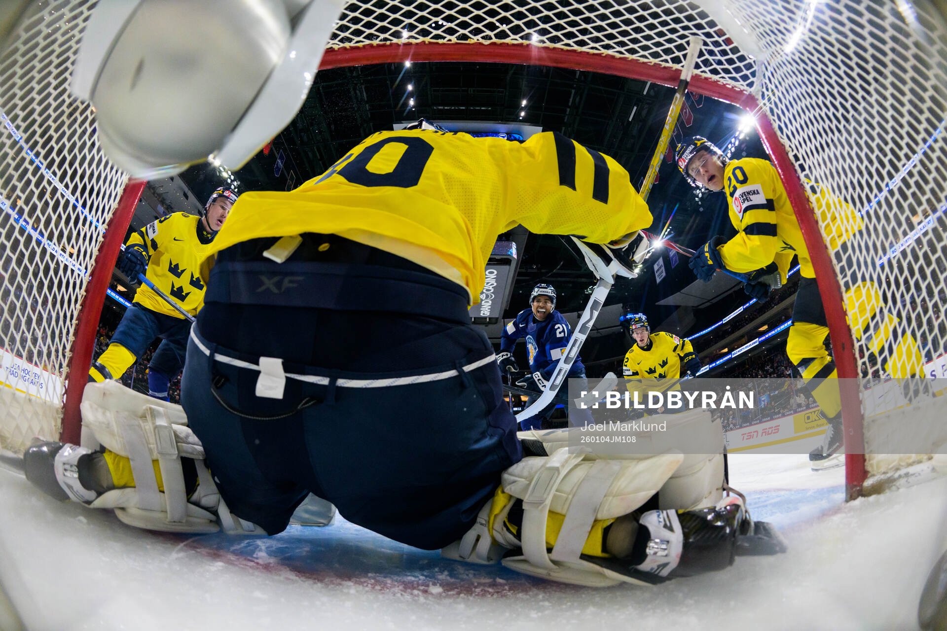 Max Westergård of Finland reacts when seeing the 2-2 goal