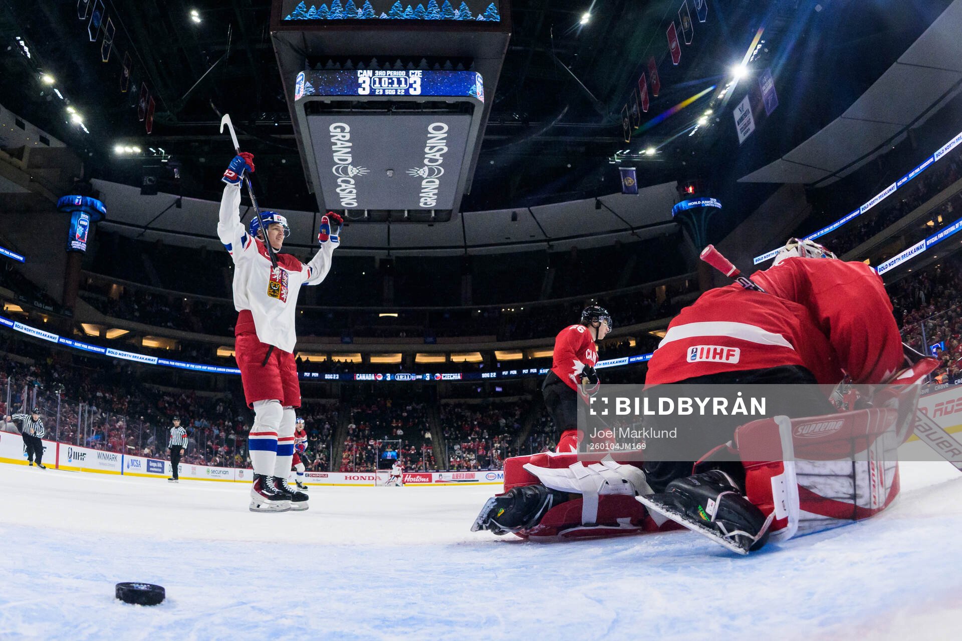 Vaclav Nestrasil of Czech Republic celebrates the 3-4 goal