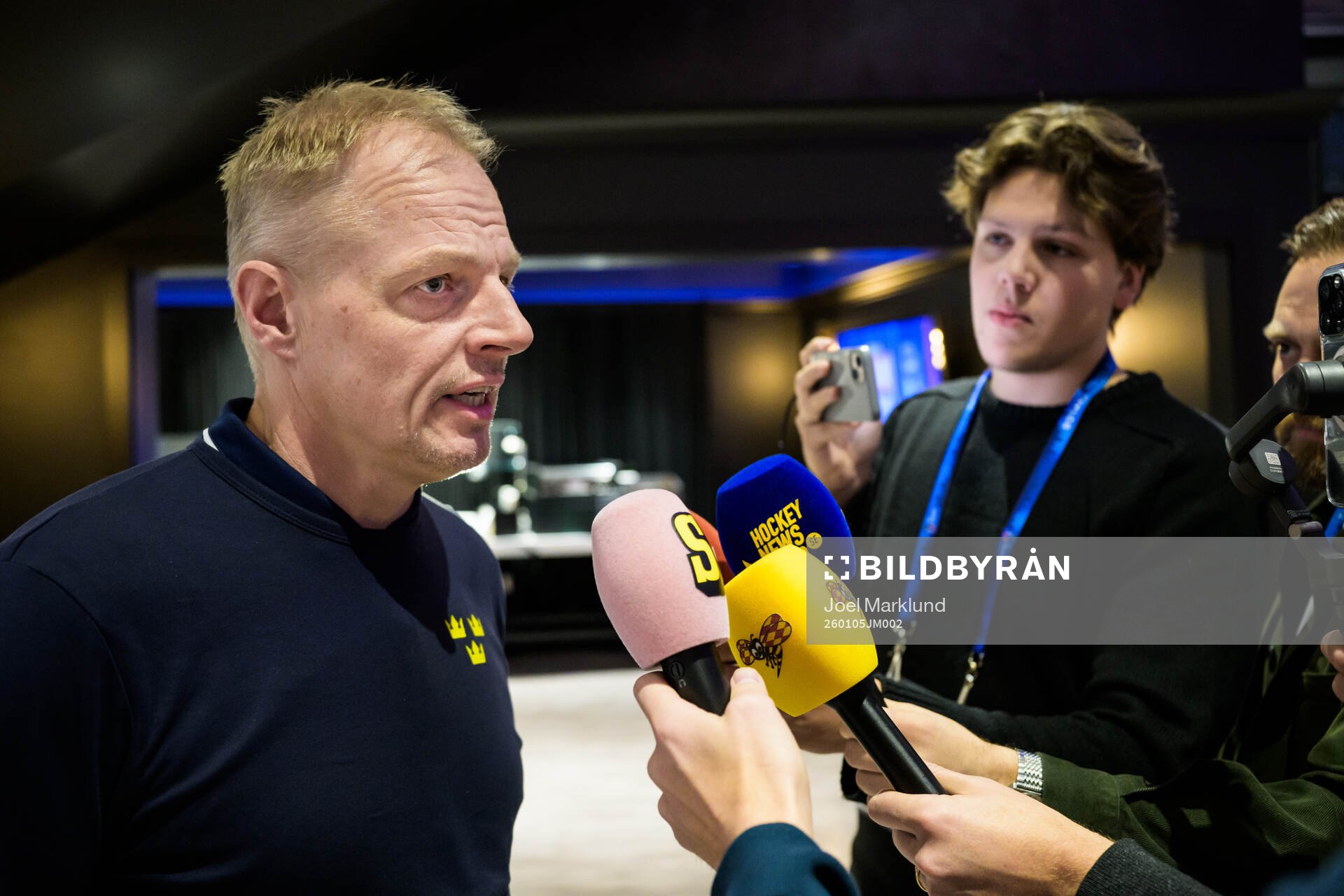 Head coach Magnus Hävelid of Sweden being interviewed by