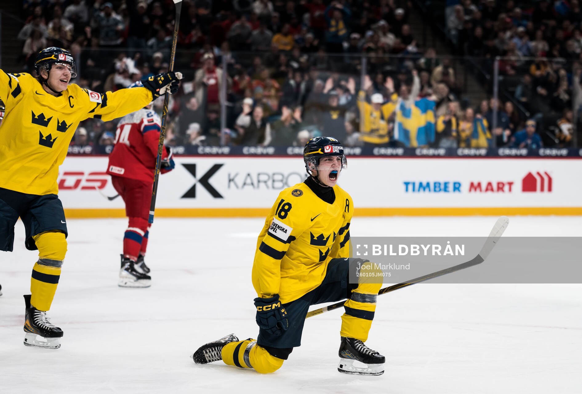 Victor Eklund of Sweden celebrates