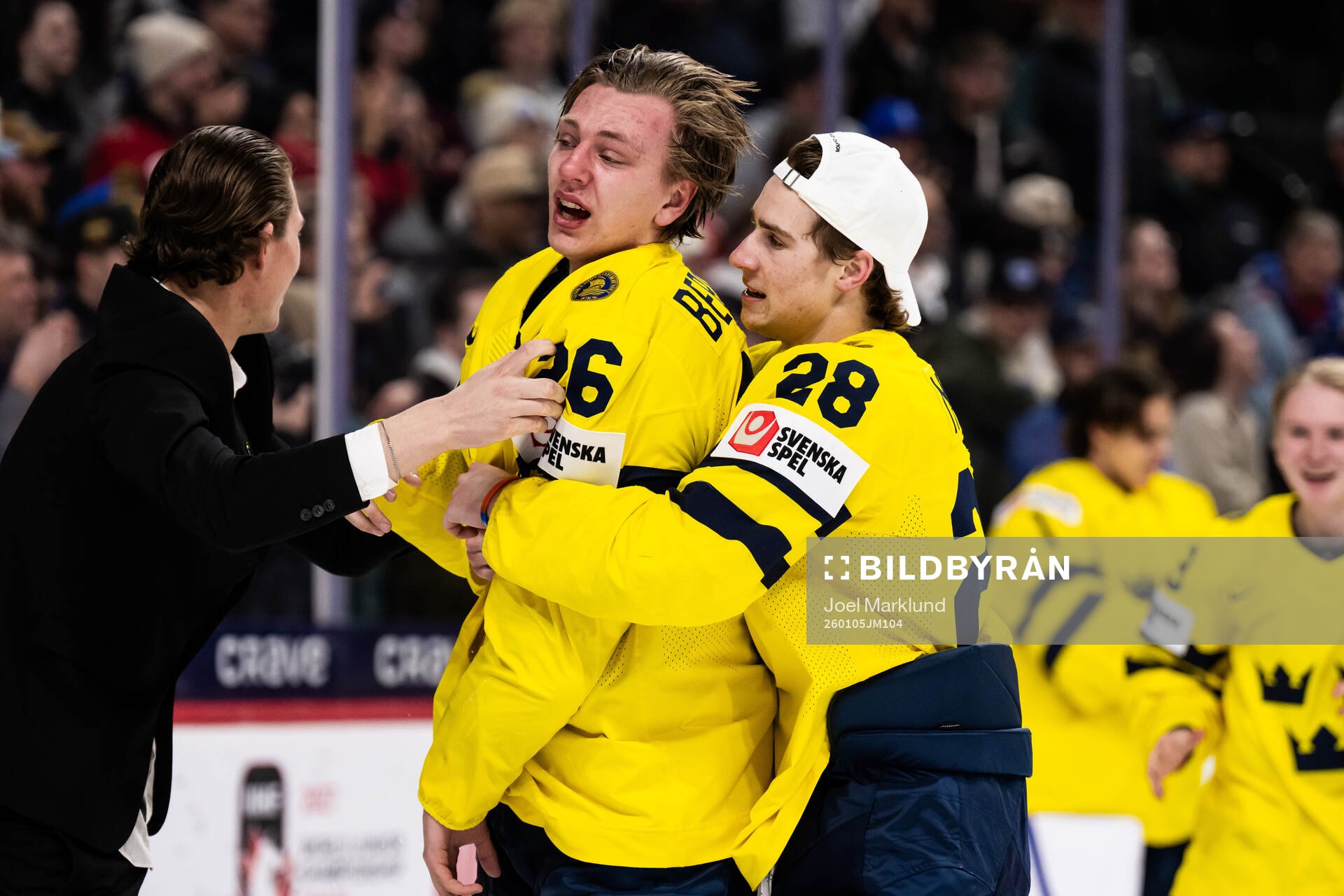 Jack Berglund and Eric Nilson of Sweden celebrate