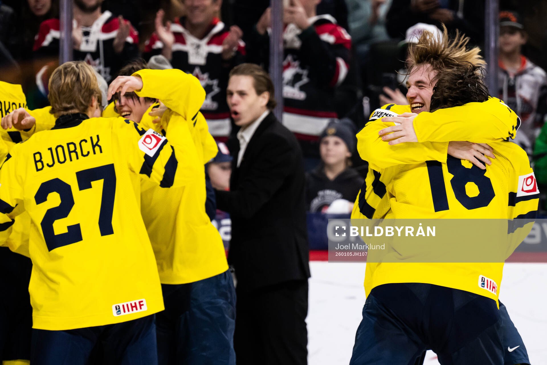 Lucas Pettersson and Victor Eklund of Sweden celebrate