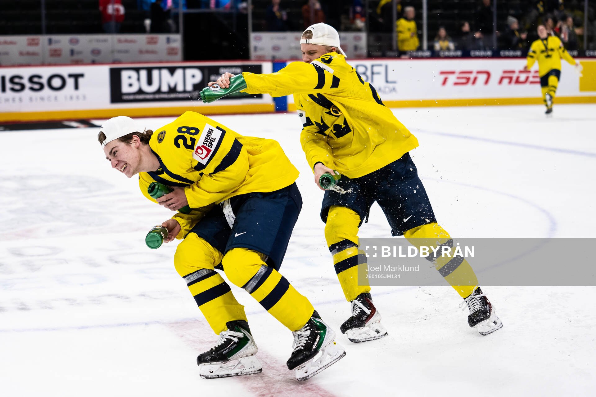 Eric Nilson and Liam Danielsson of Sweden celebrate