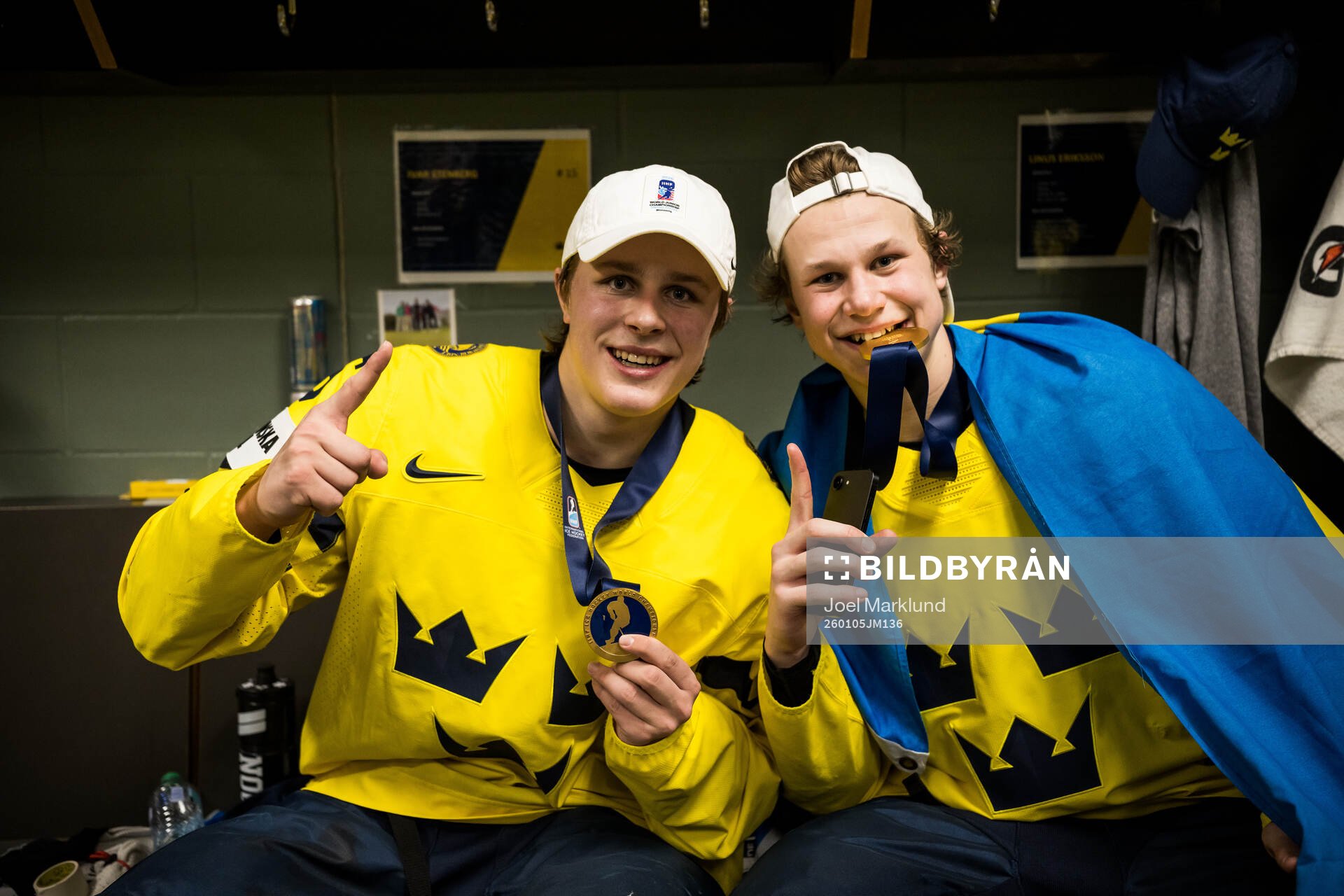 Ivar Stenberg and Eddie Genborg of Sweden celebrate
