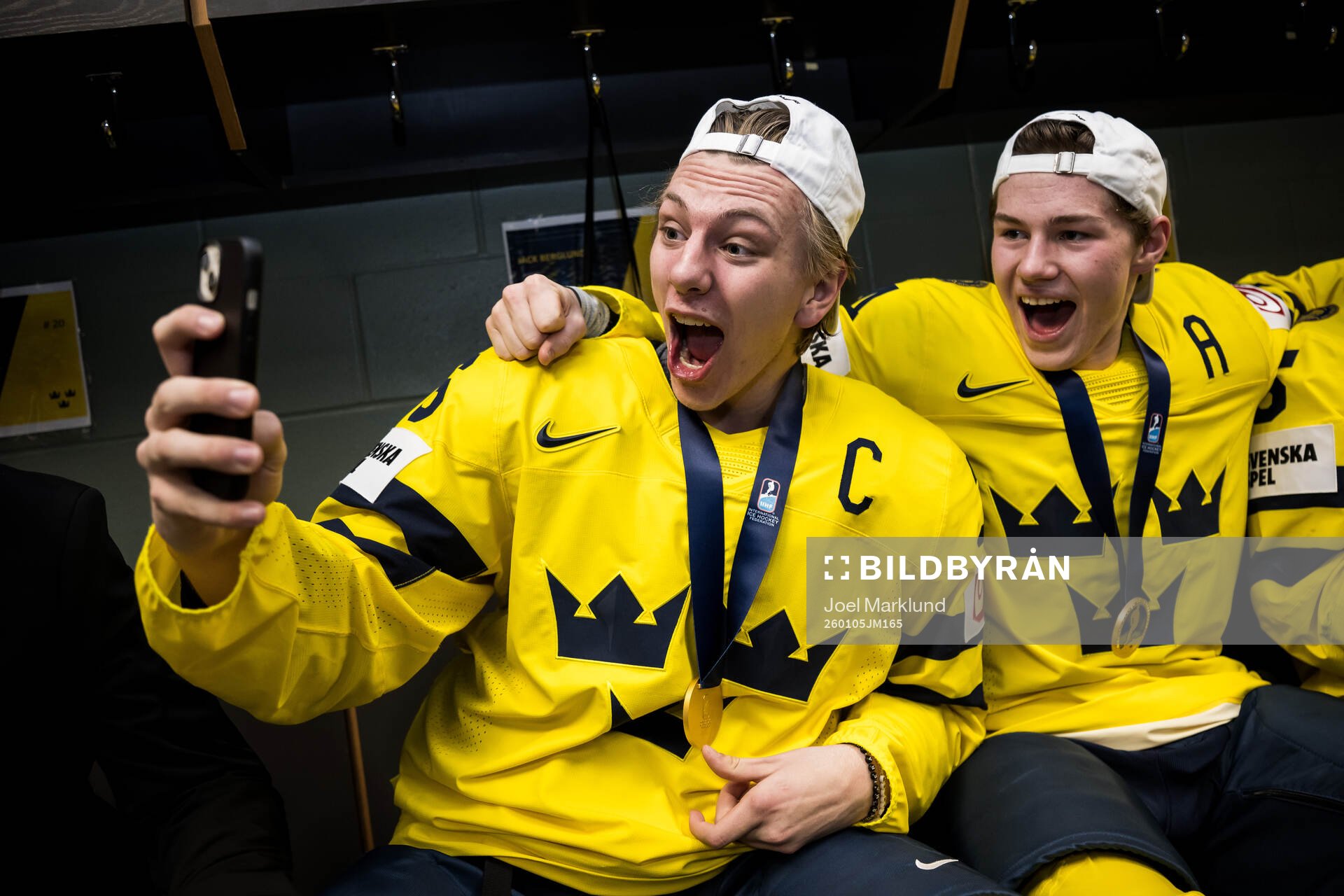 Jack Berglund and Leo Sahlin Wallenius of Sweden celebrate