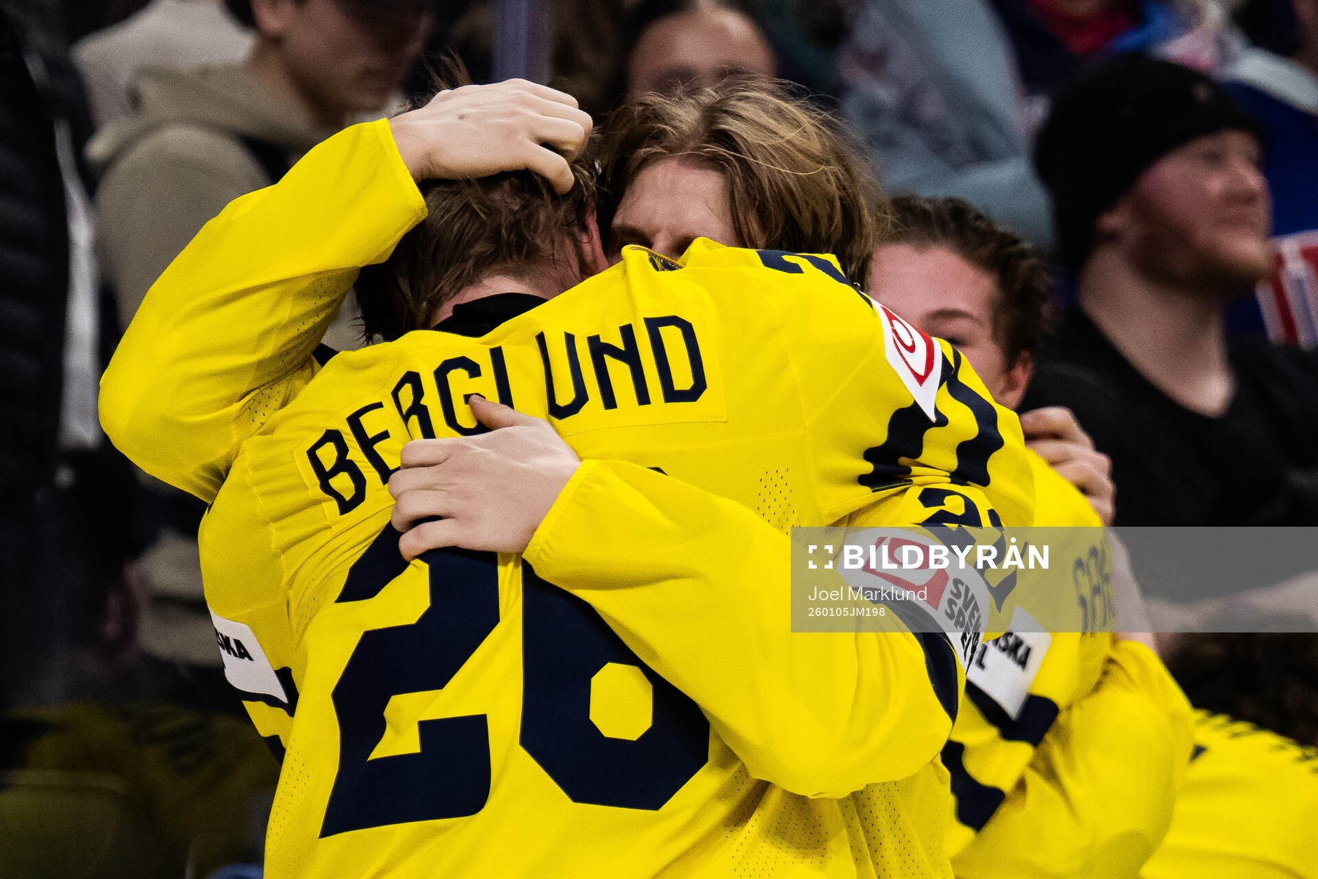 Jack Berglund and Alfons Freij of Sweden celebrate