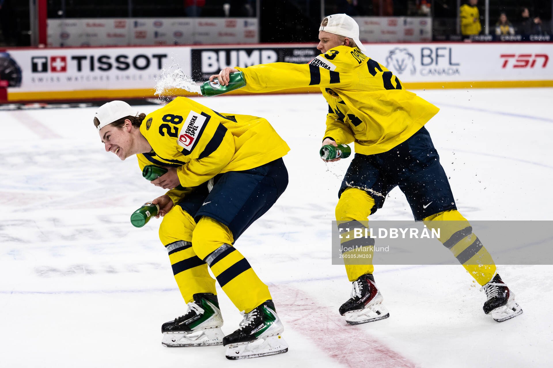 Eric Nilson and Liam Danielsson of Sweden celebrate