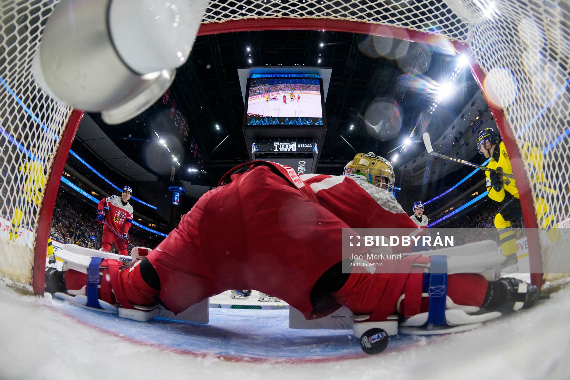 Goaltender Michal Orsulak of Czech Republic lets in the 2-0