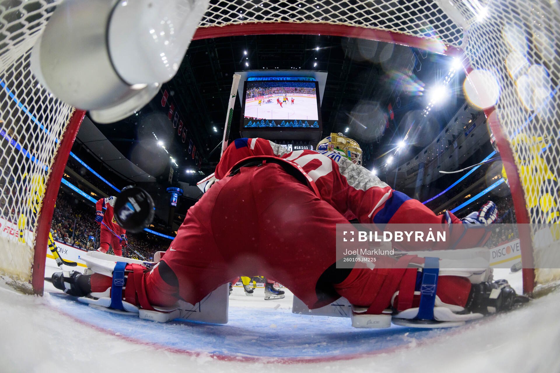 Goaltender Michal Orsulak of Czech Republic lets in the 2-0